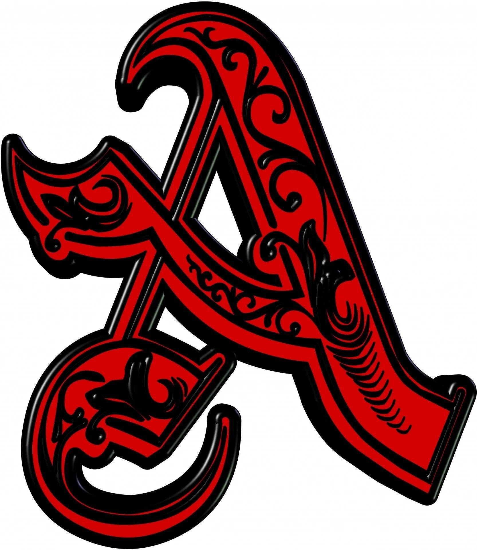 Artistic Red Capital Alphabet Letter A With Black Background