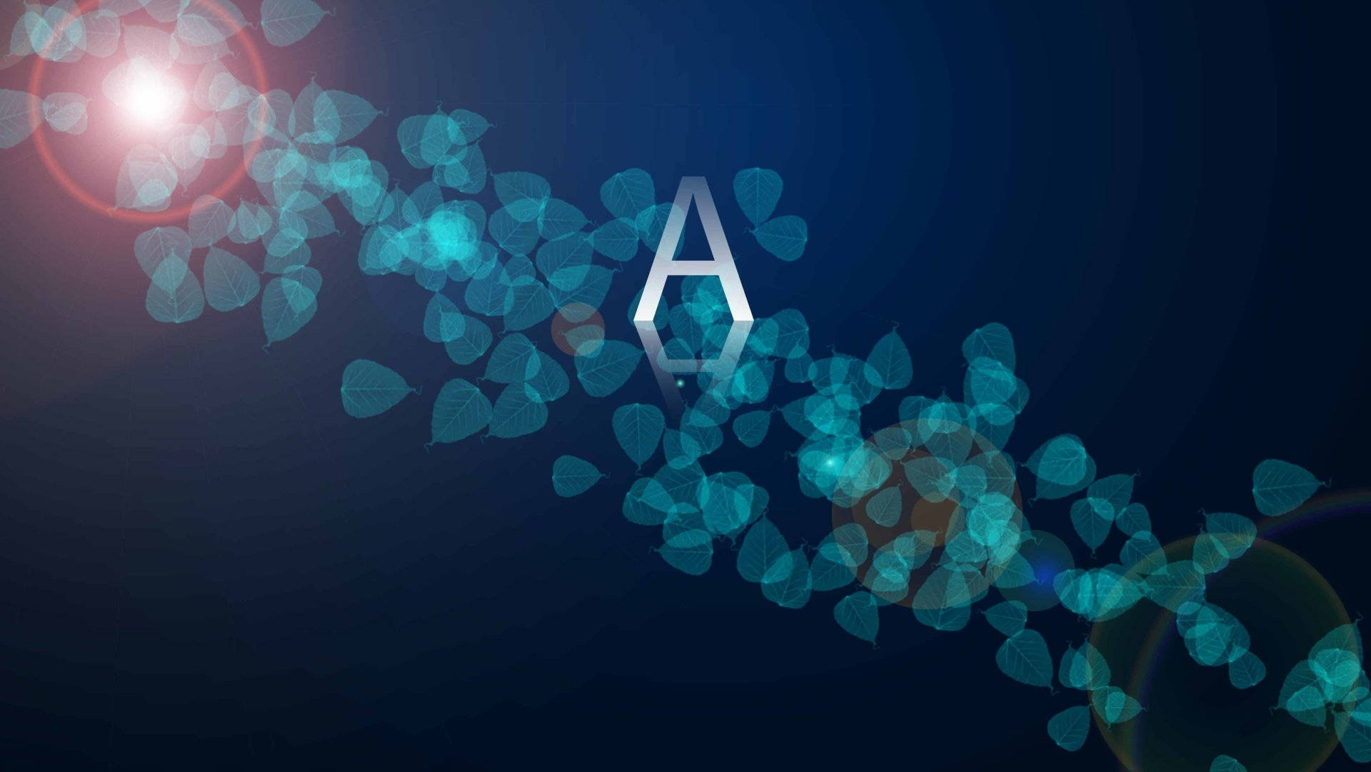 Artistic Representation Of Letter A Surrounded By Blue Leaves Background