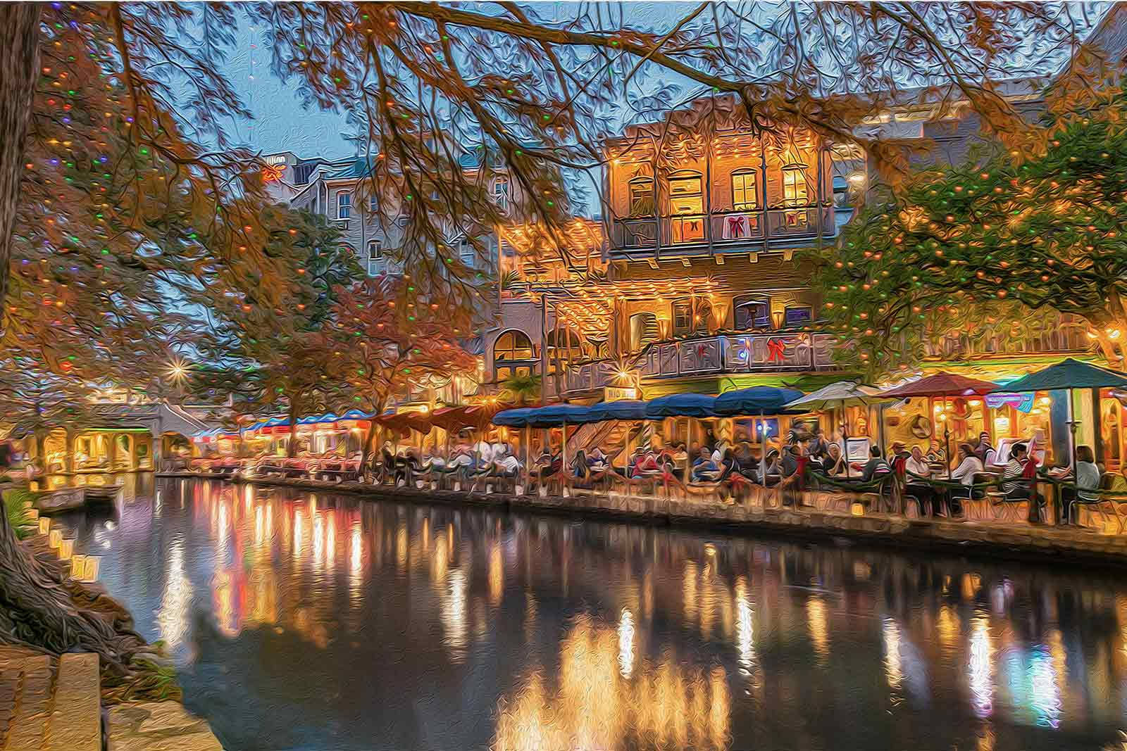 Artistic San Antonio River Walk Background