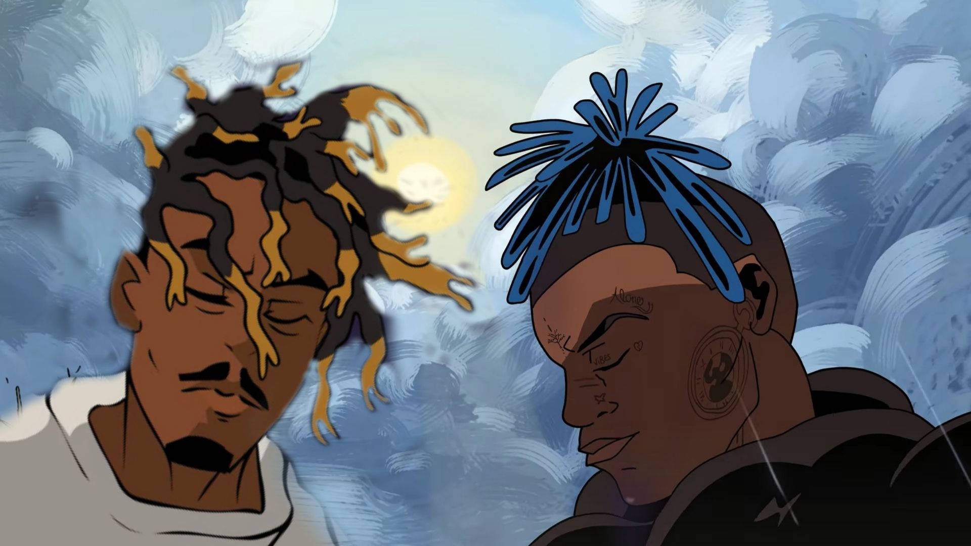 Artistic Xxxtentacion Juice Wrld Cartoon Illustration Background