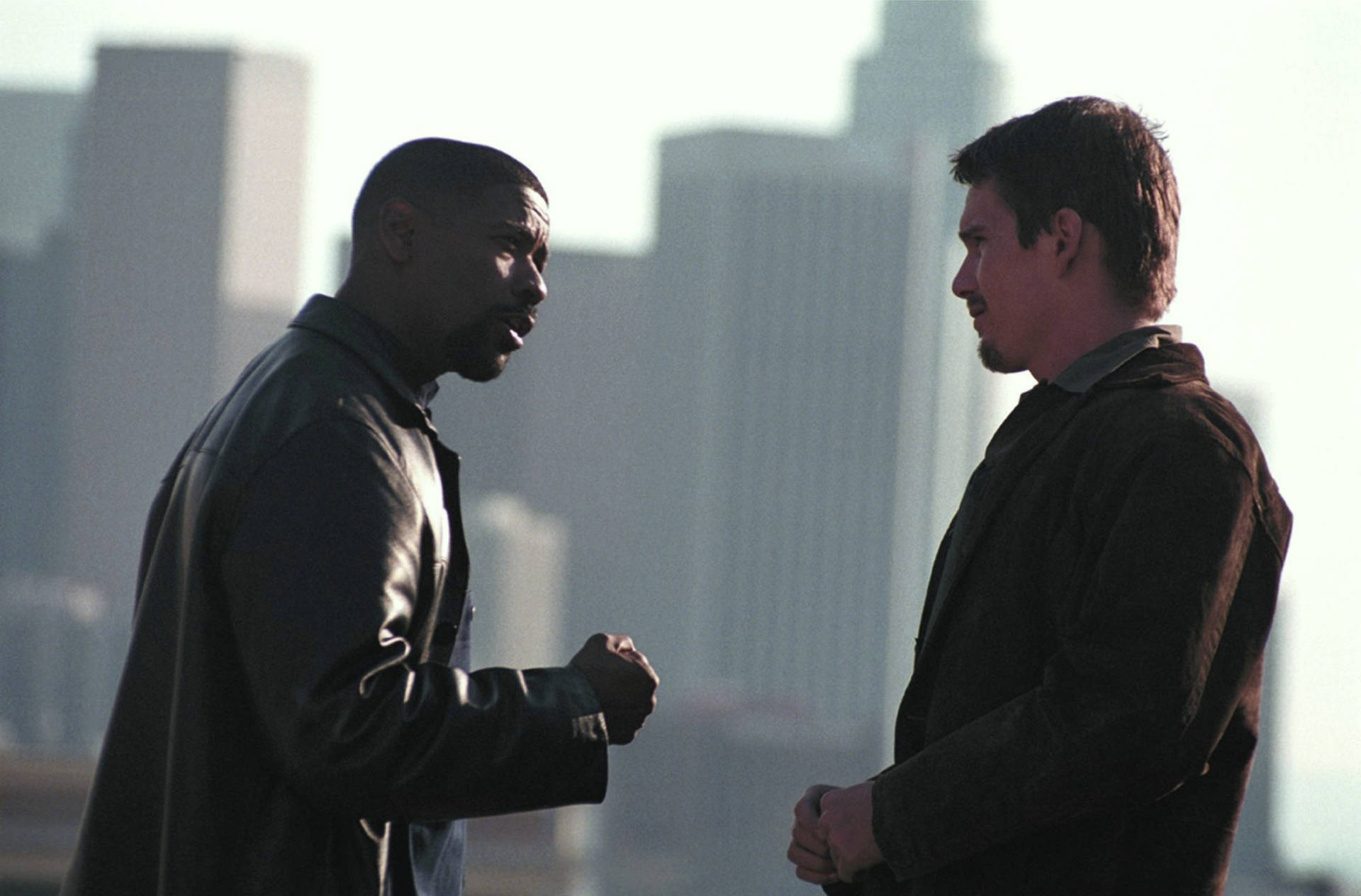 Artists Ethan Hawke And Denzel Washington Training Day Background