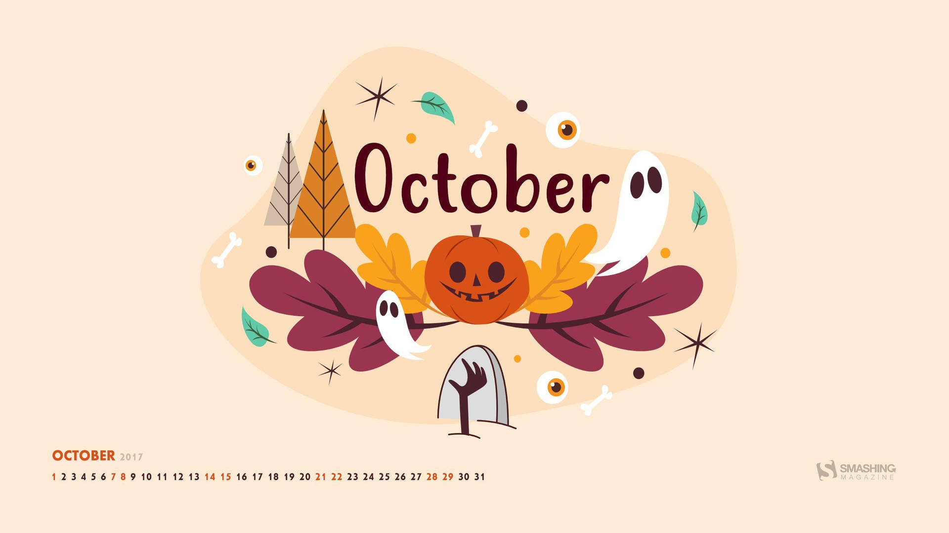 Artsy And Spooky Hello October Background Background