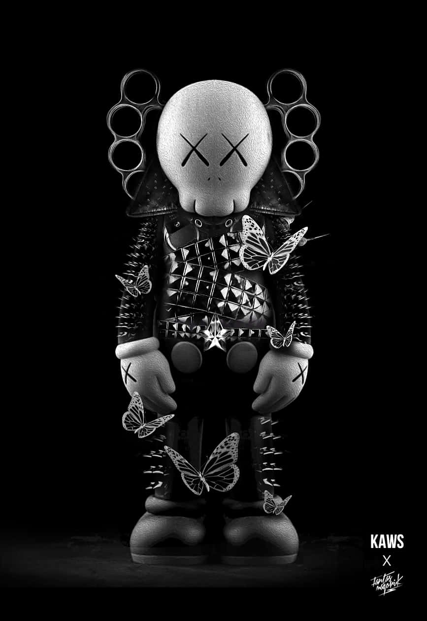 Artwork By Kaws In Black And White Background