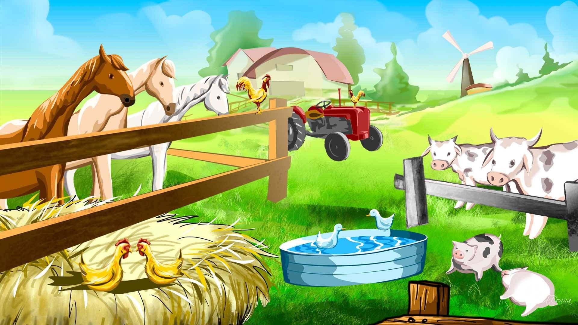 Artwork For Children Of Farm Animals Background