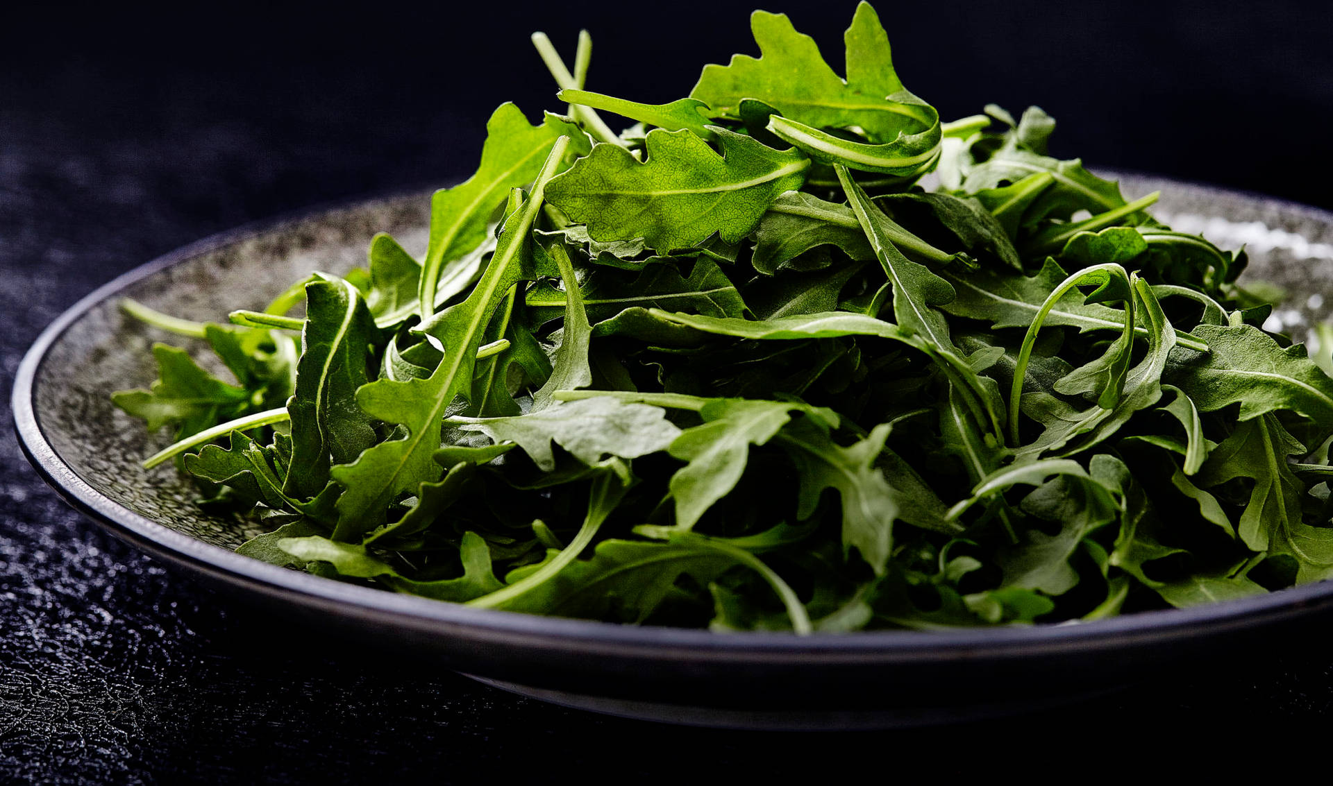 Arugula Leaves Pile On Platter