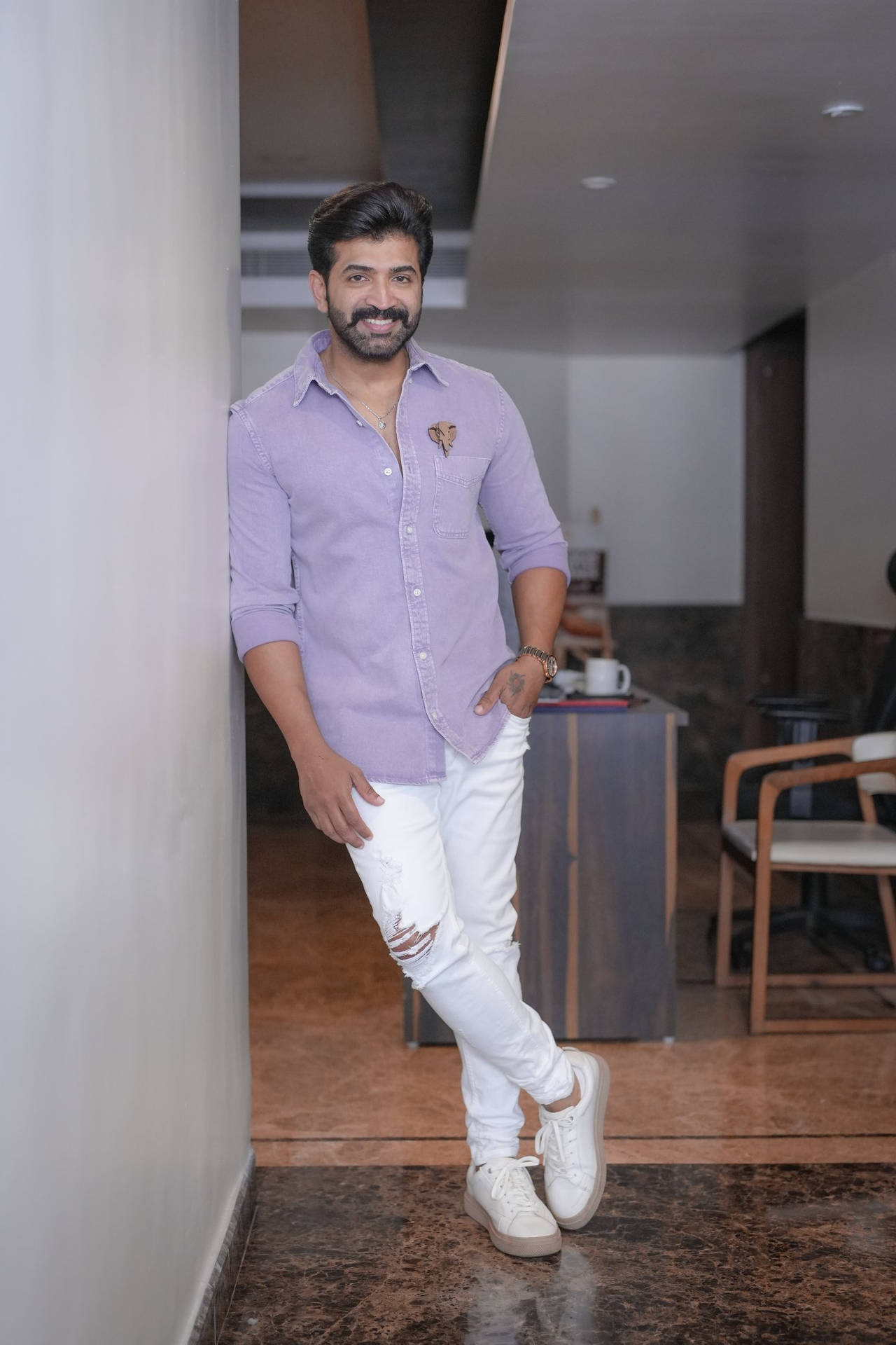Arun Vijay Purple Shirt