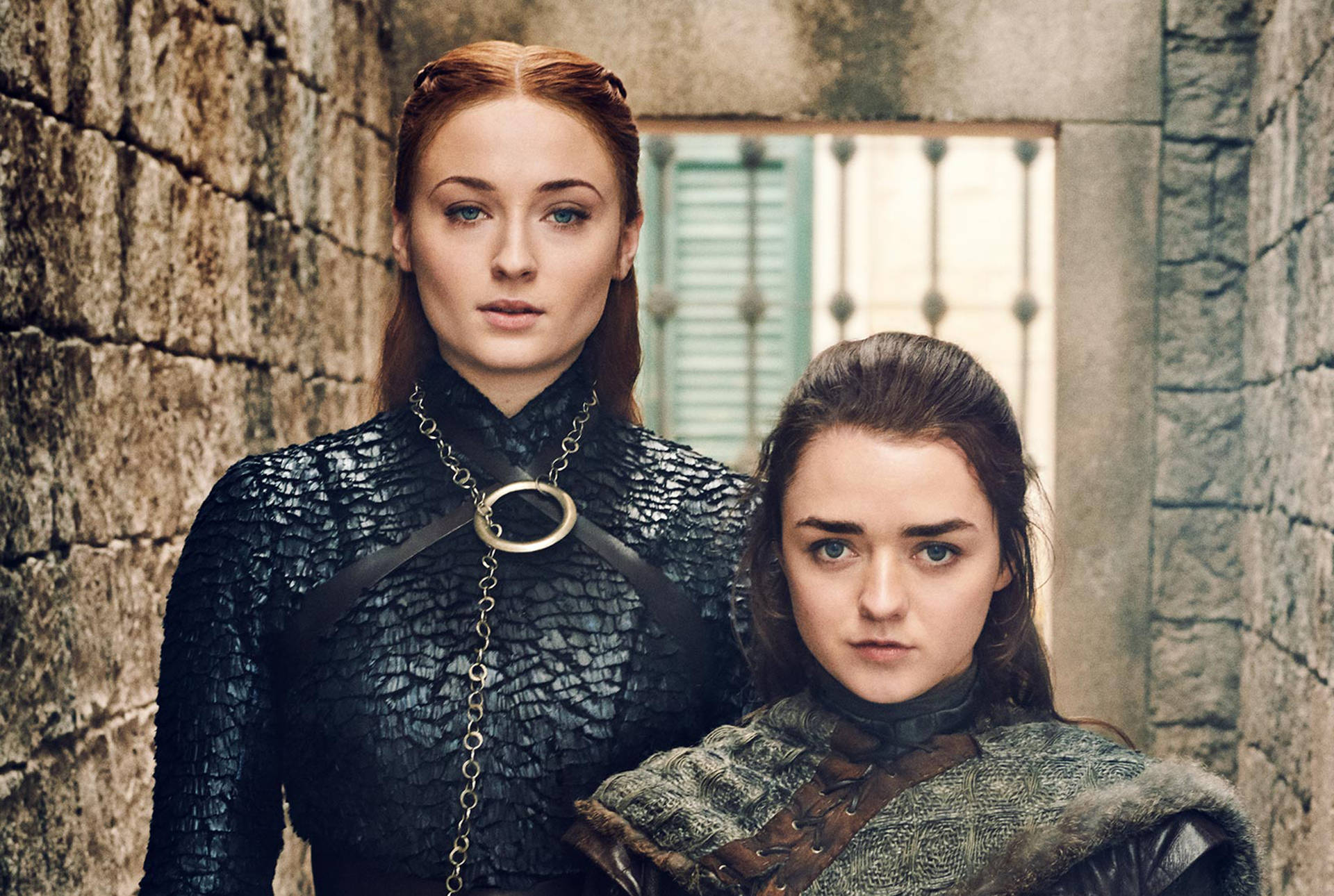 Arya & Sansa Stark Winterfell Sisters Background