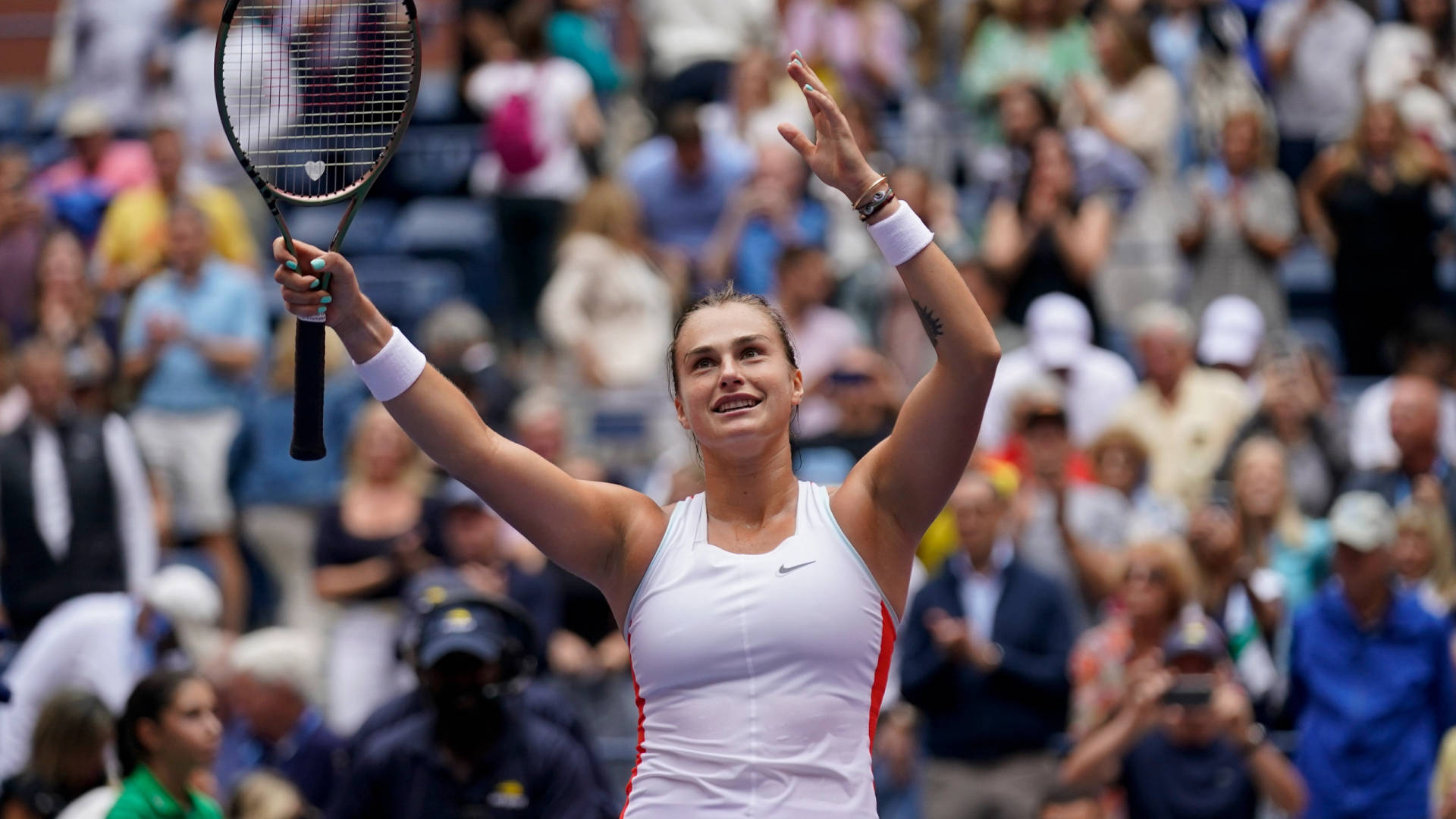 Aryna Sabalenka - Celebrating Victory Background