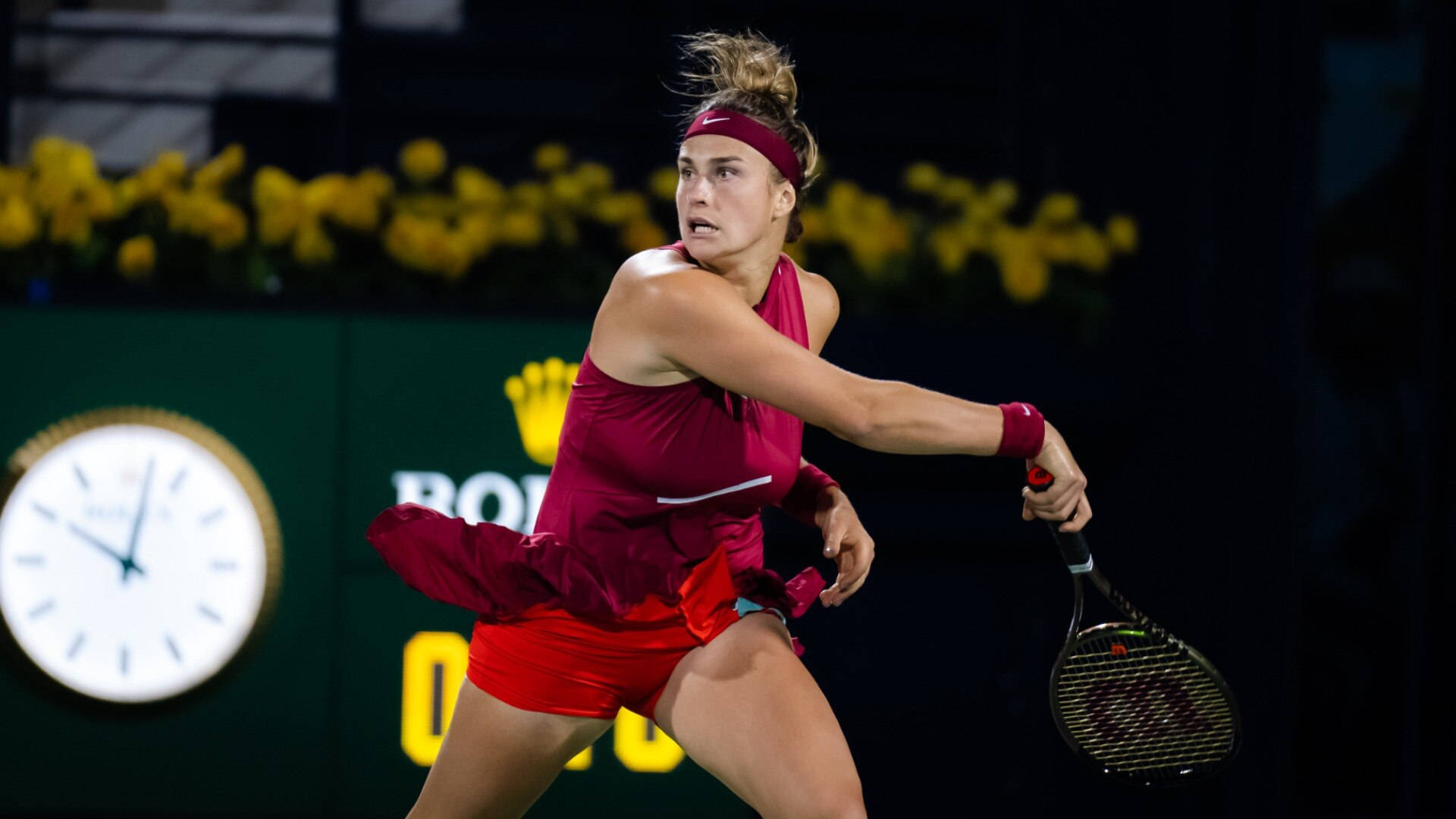 Aryna Sabalenka In All-red Outfit Background