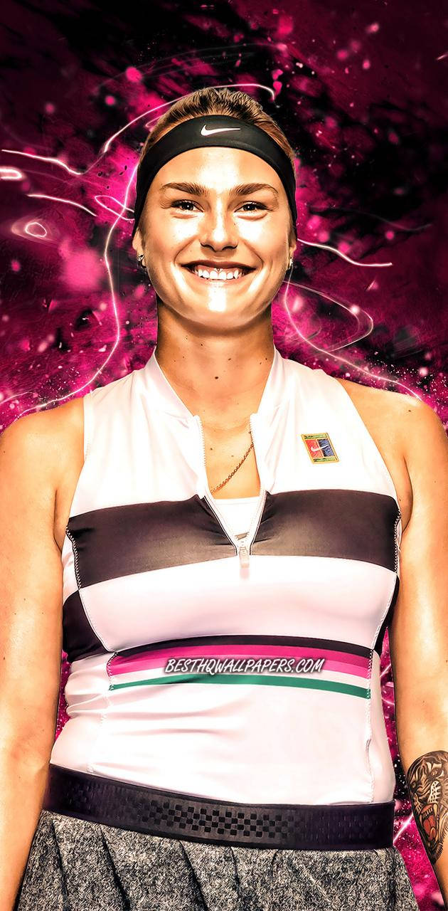 Aryna Sabalenka With Pink Aura Background