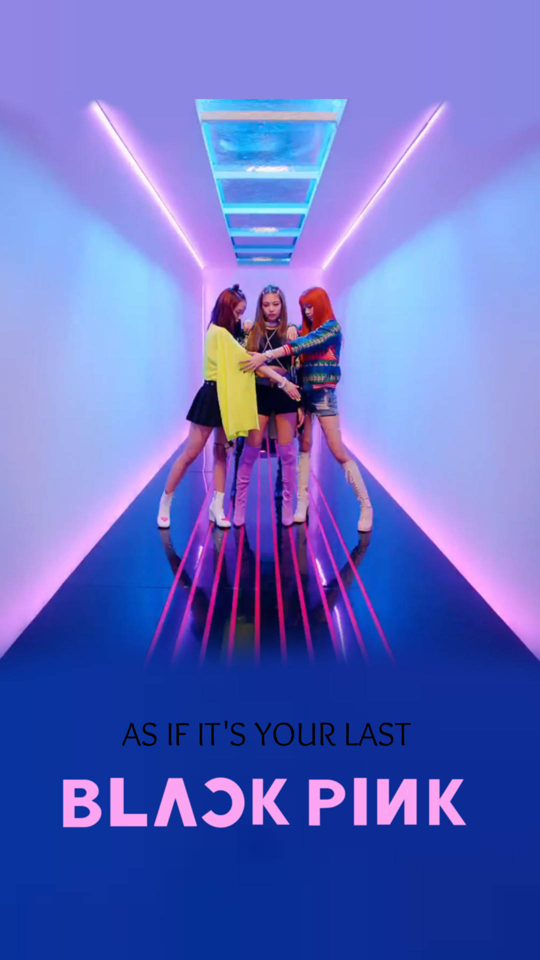 As If It's Your Last Blackpink Neon Blue Background