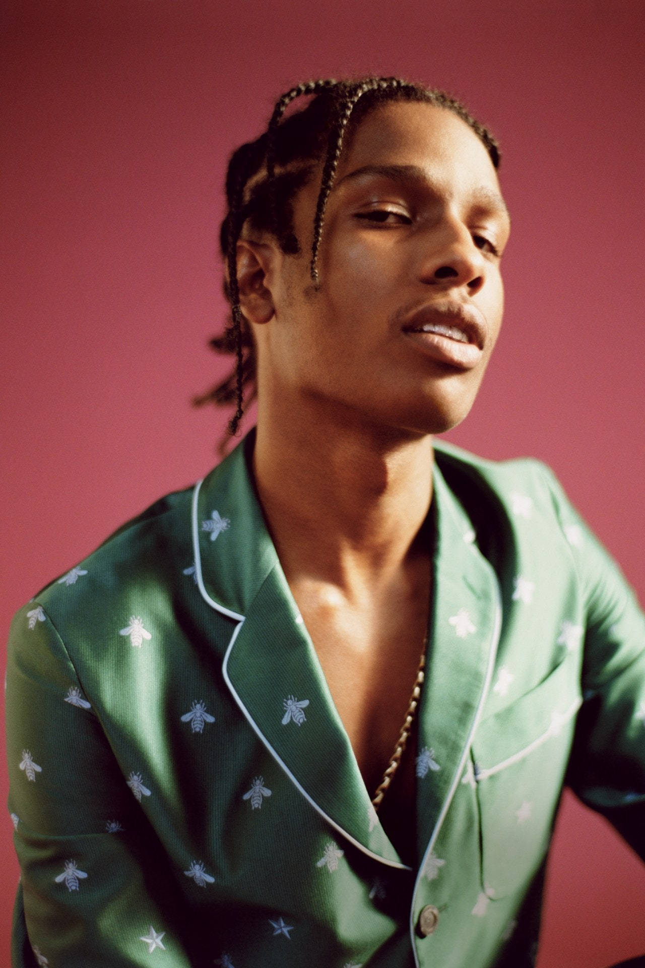 Asap Rocky In Green Suit Background
