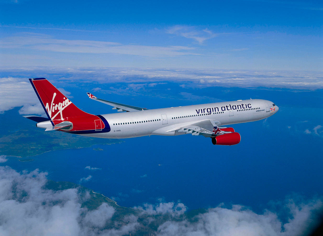 Ascending Of Virgin Atlantic Airplane Background