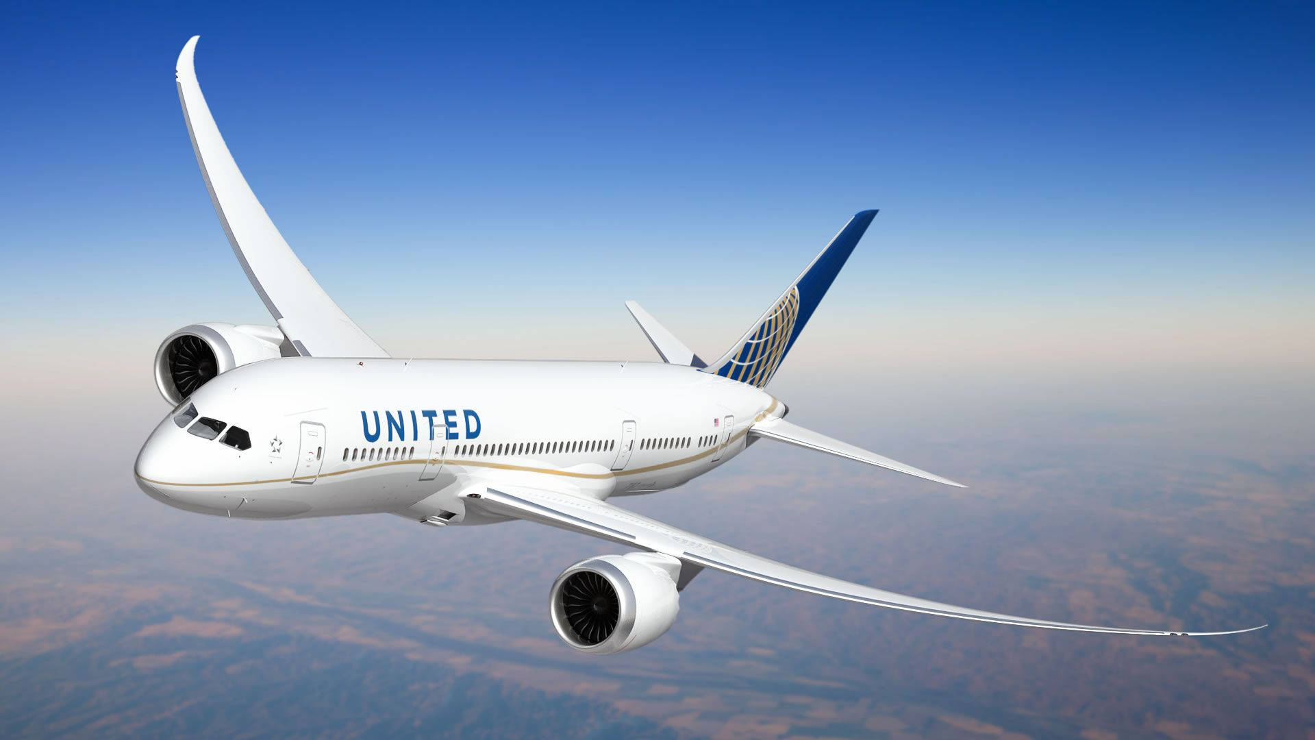 Ascending United Airlines Plane Background