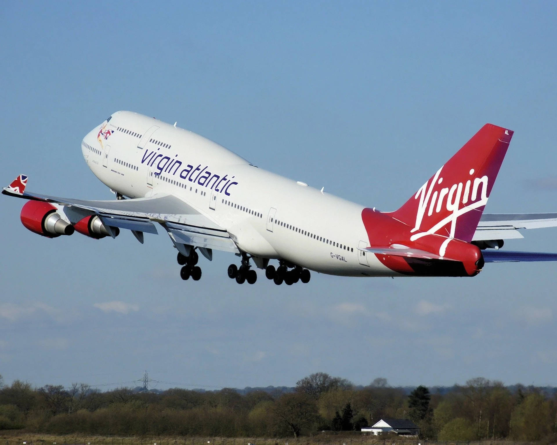 Ascending Virgin Atlantic Aviation Plane Background