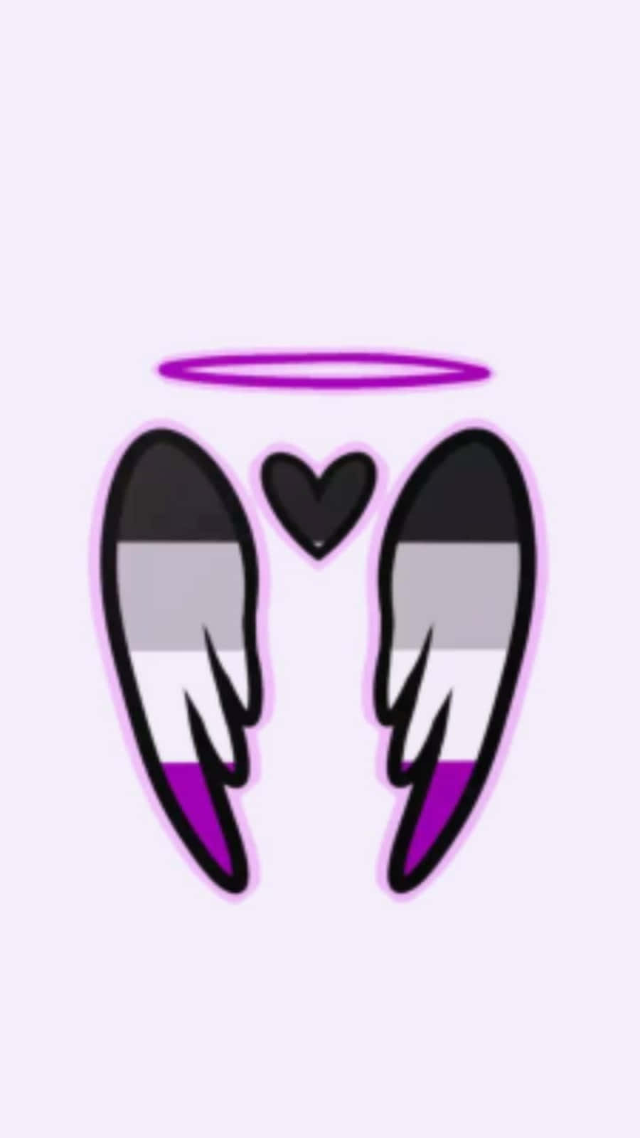 Asexual Angel Wings With Heart Background