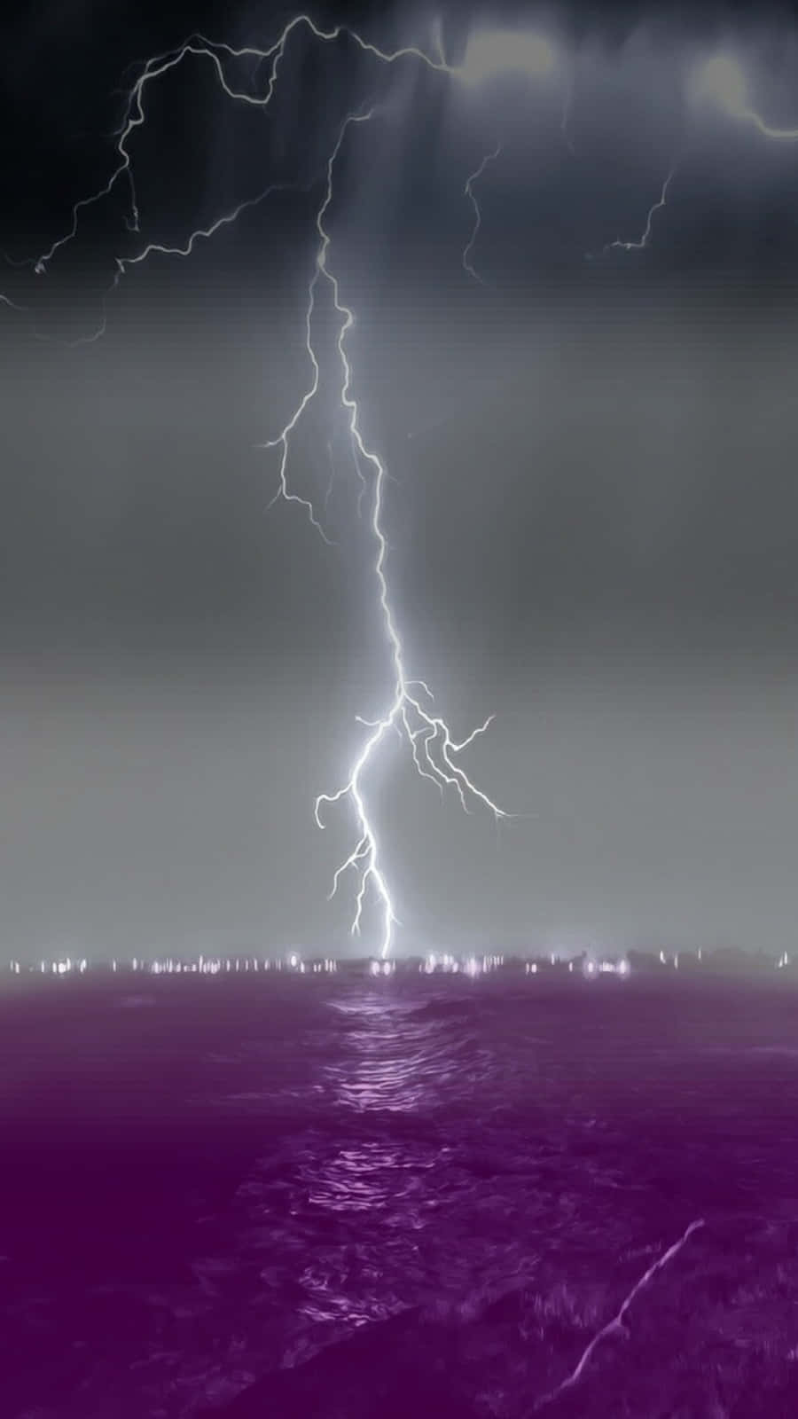 Asexual Lightning On Purple Ocean Background