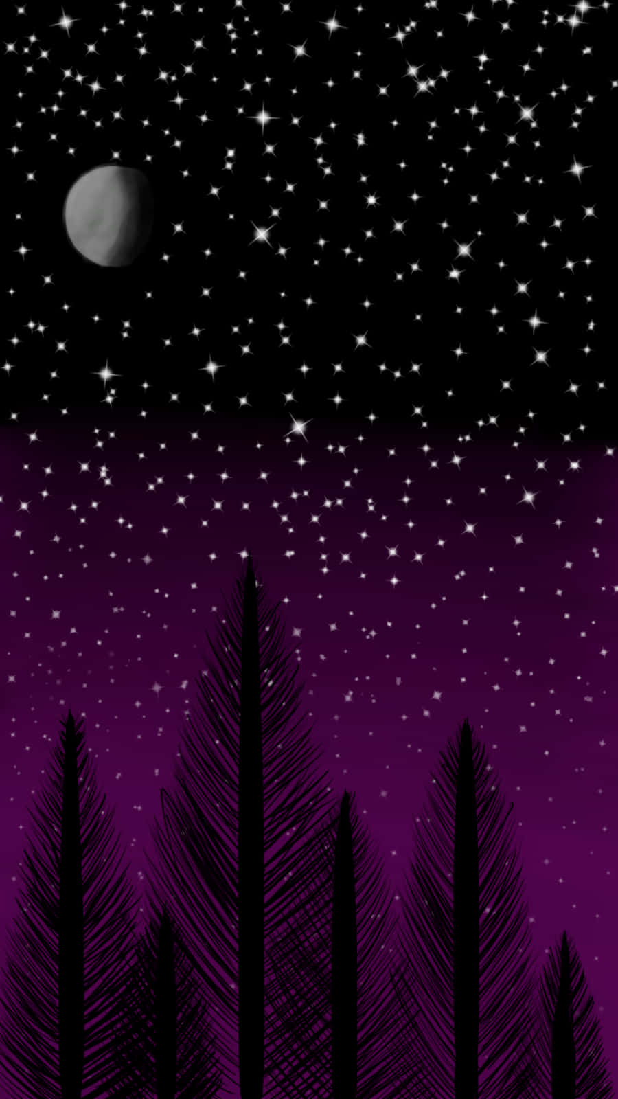 Asexual Night Sky With Tree Silhouette