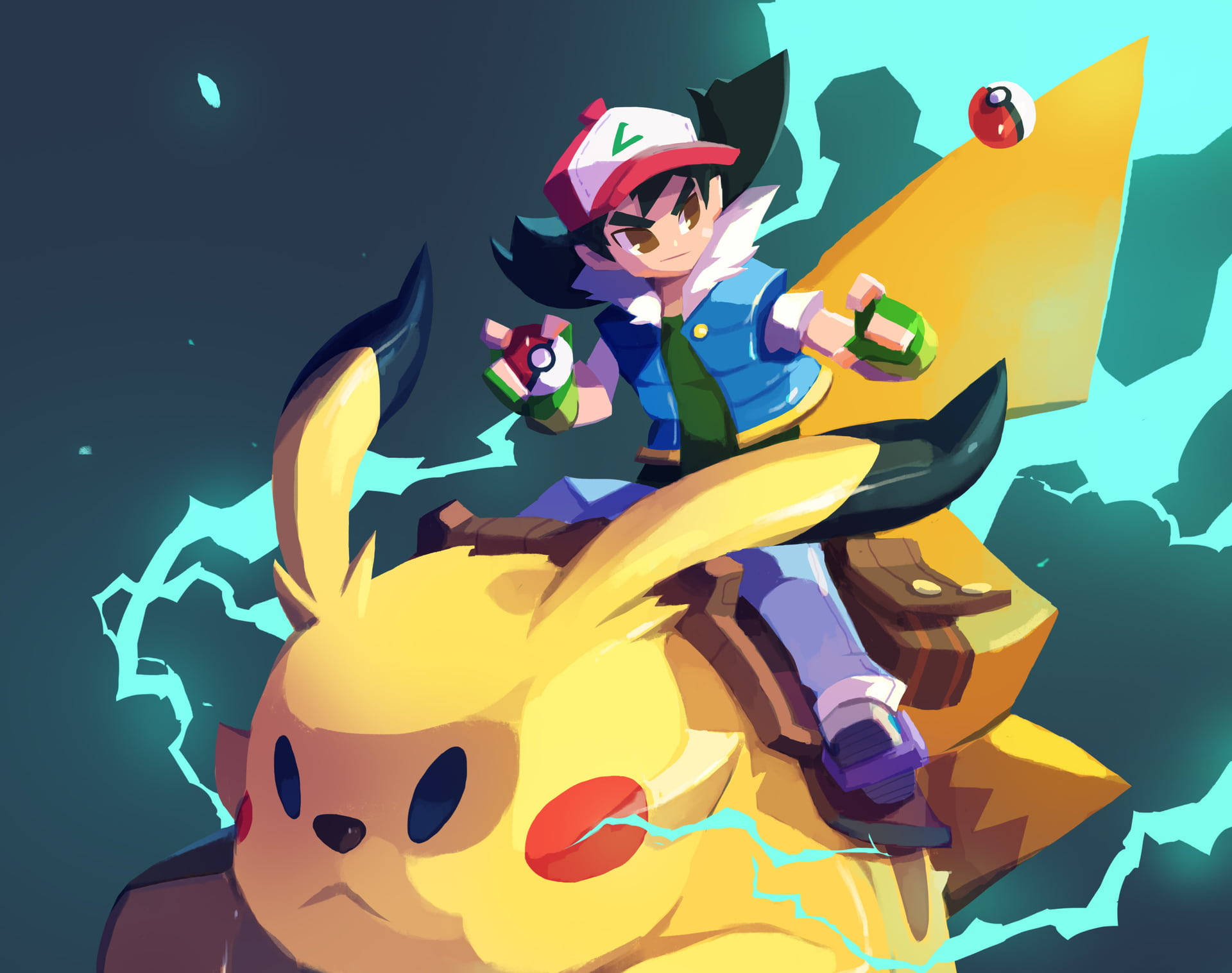 Ash And Pikachu Hd Graphic Fan Art Background