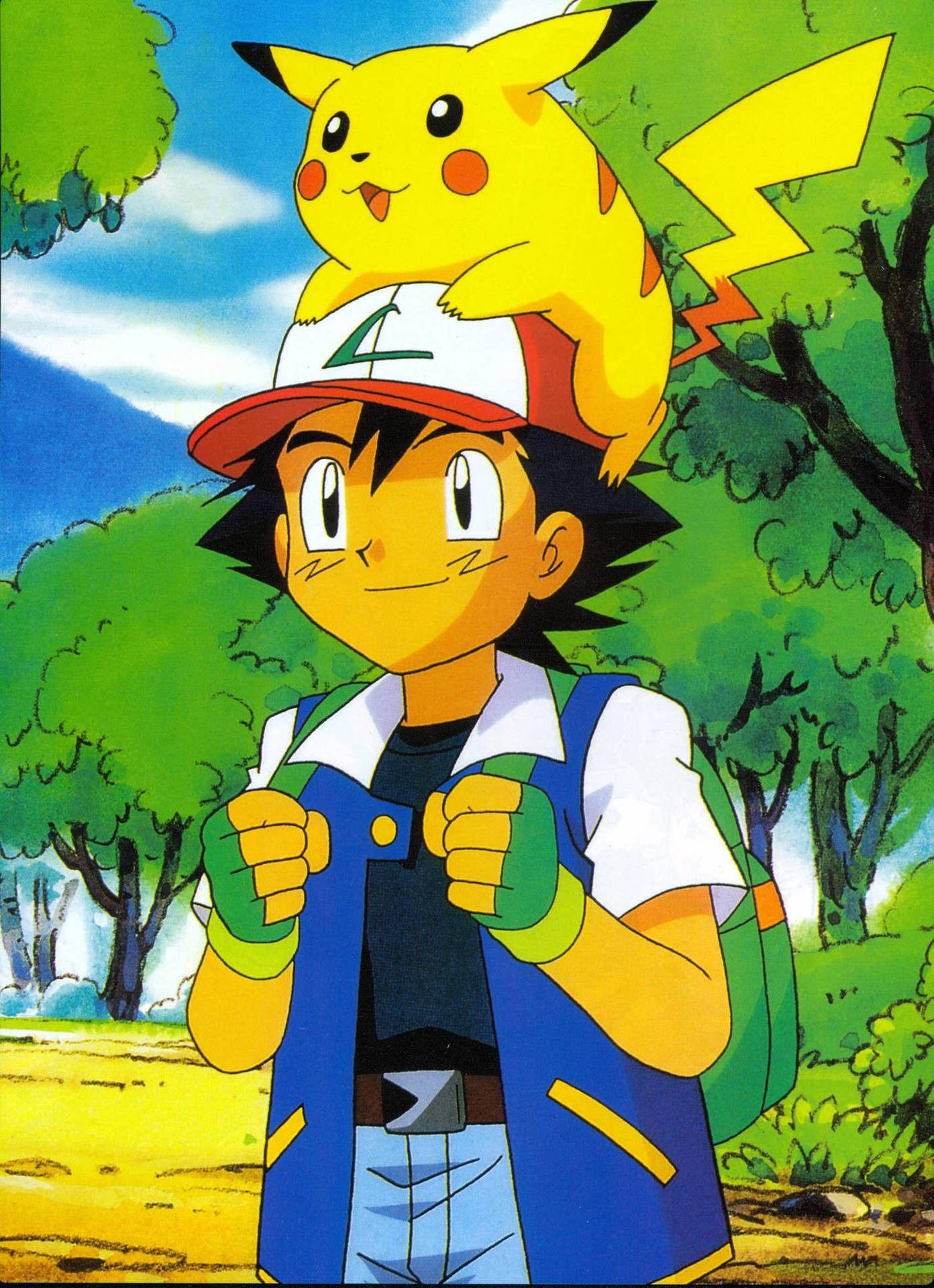 Ash And Pikachu Hd With Trees