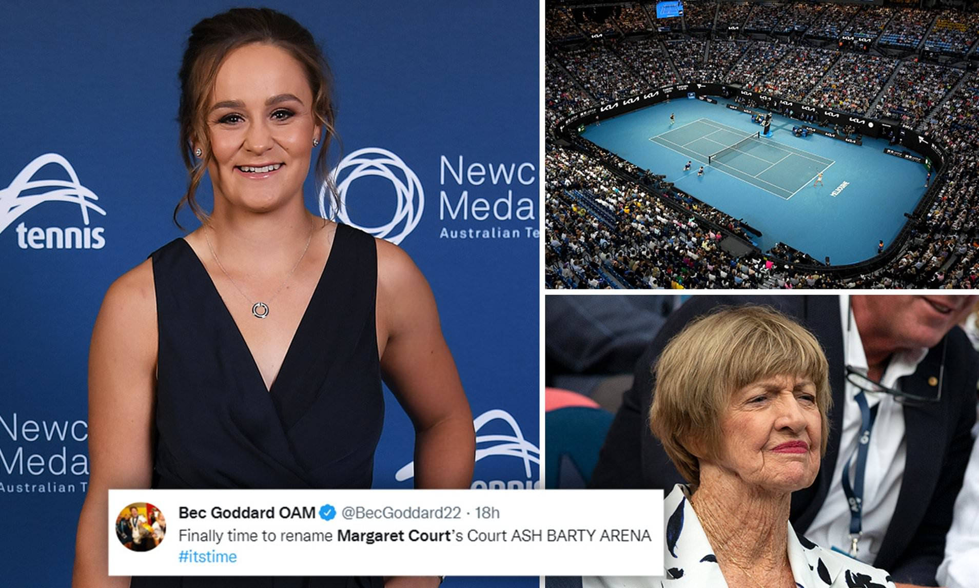 Ash Barty Playing At Margaret Court Arena Background