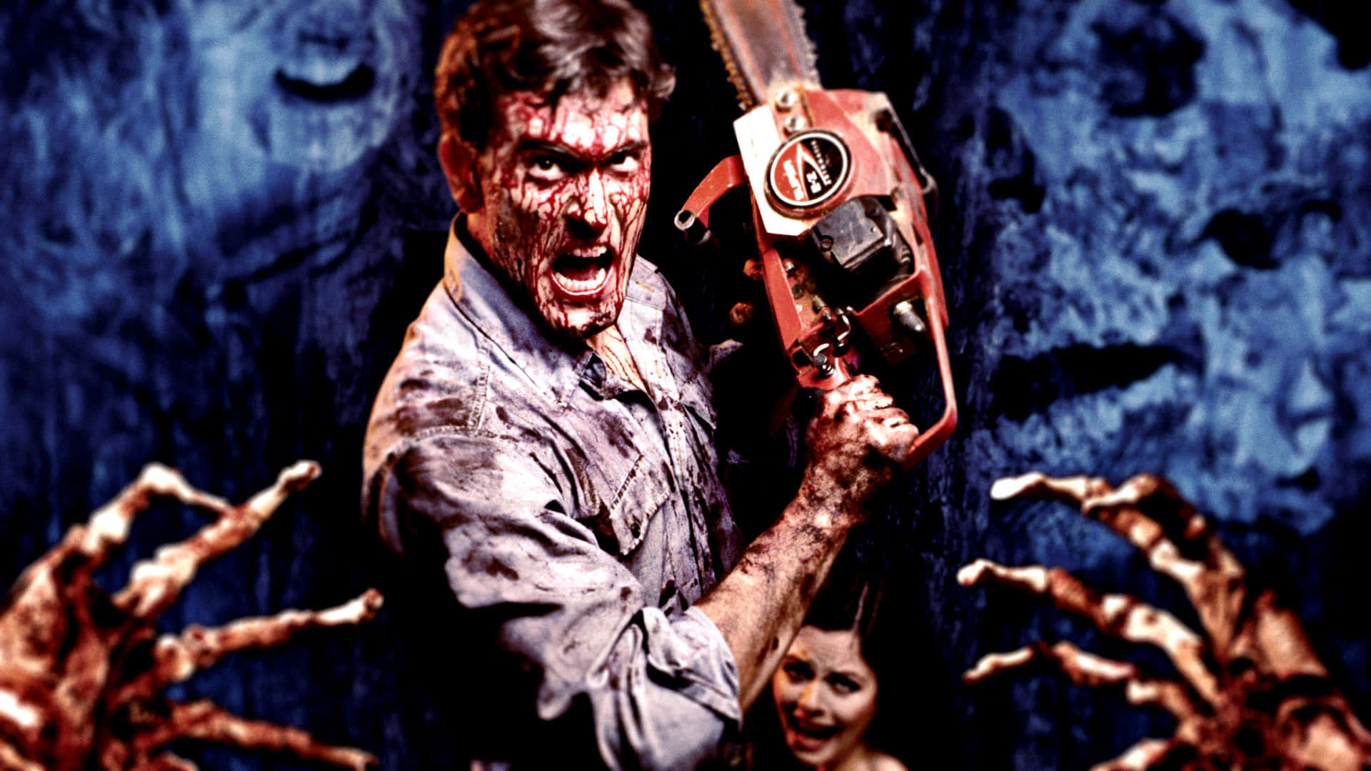 Ash Williams Wielding Chainsaw - Evil Dead