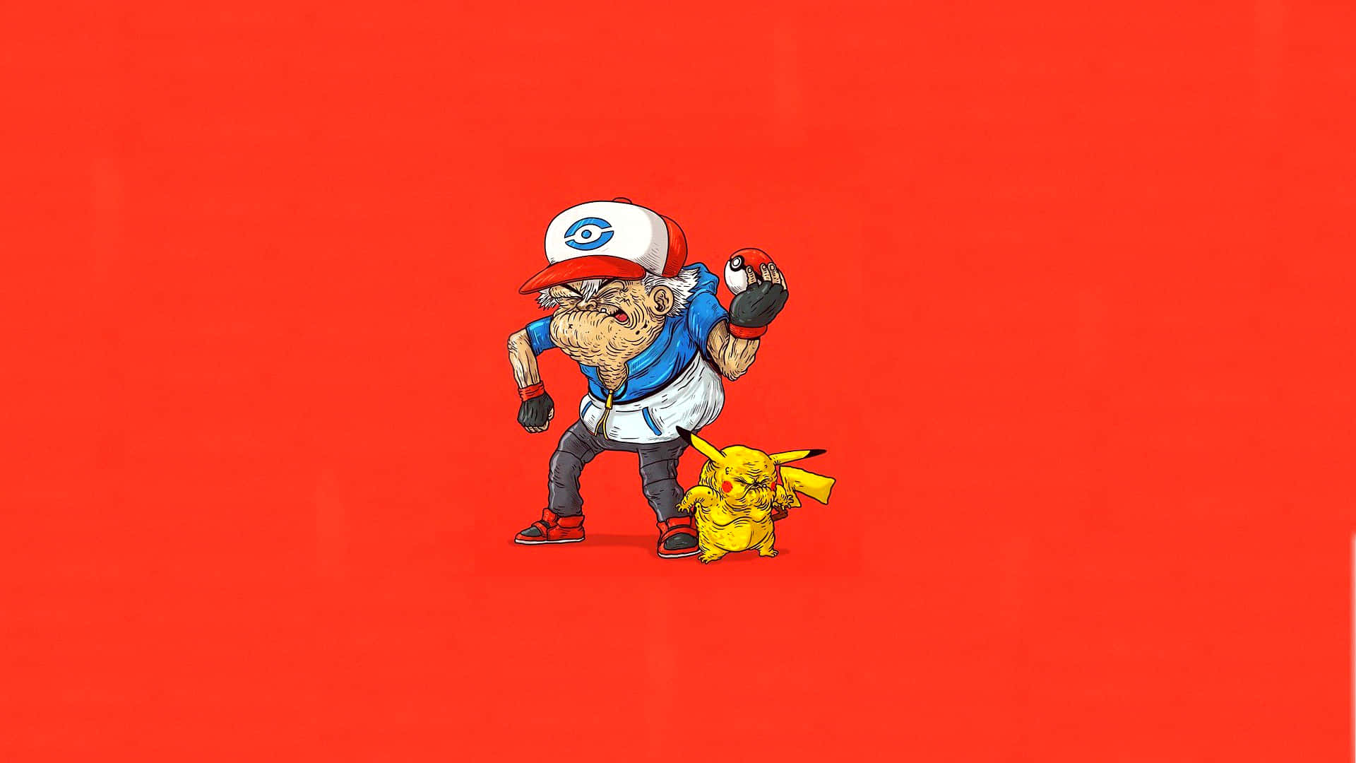 Ashand Pikachu Caricature Artwork Background