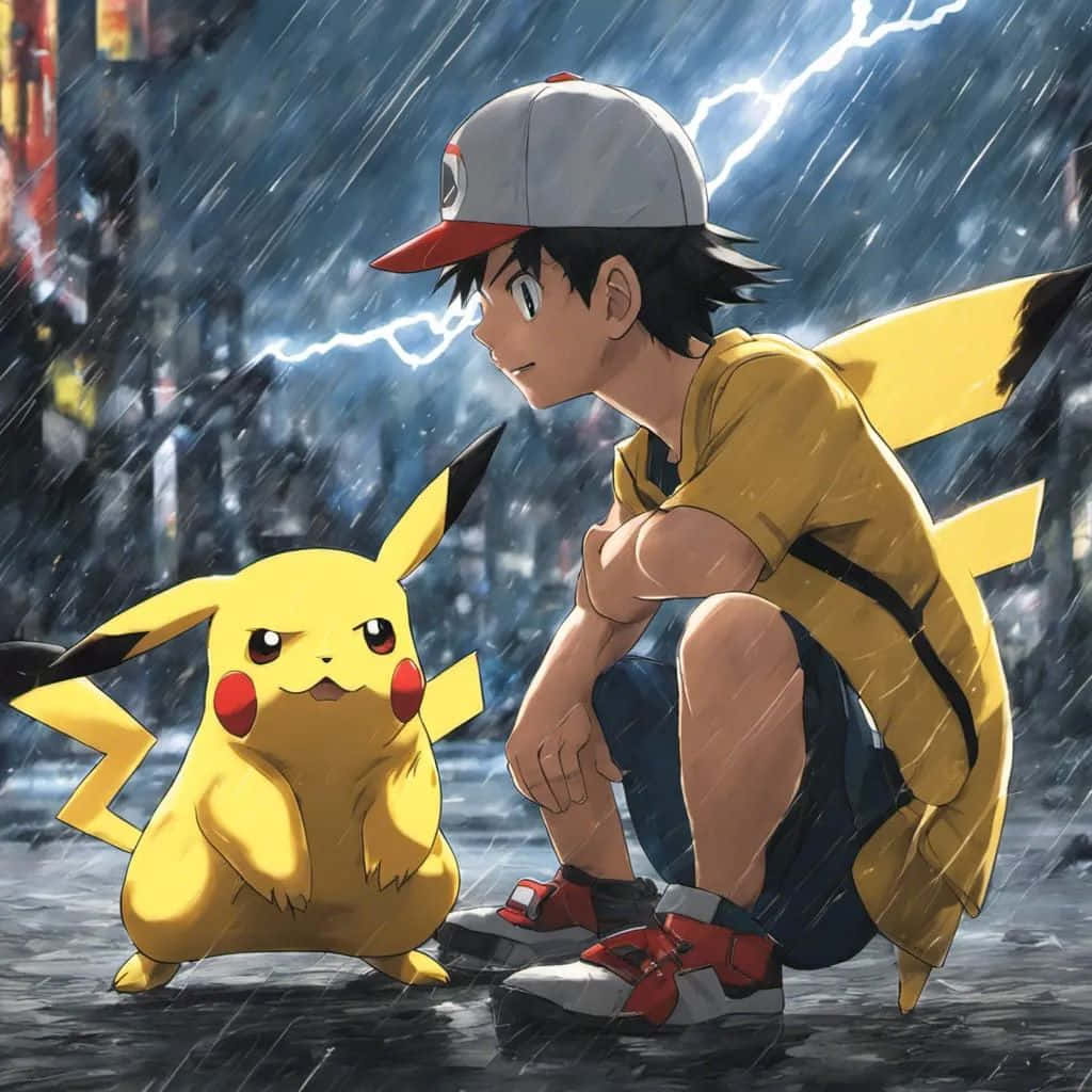 Ashand Pikachu Rainy Adventure Background