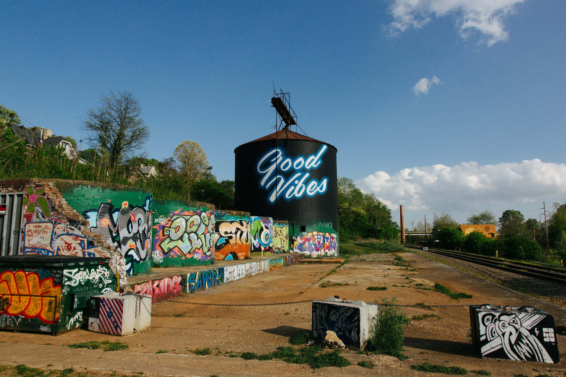 Asheville Good Vibe Water Tank Landmark Background