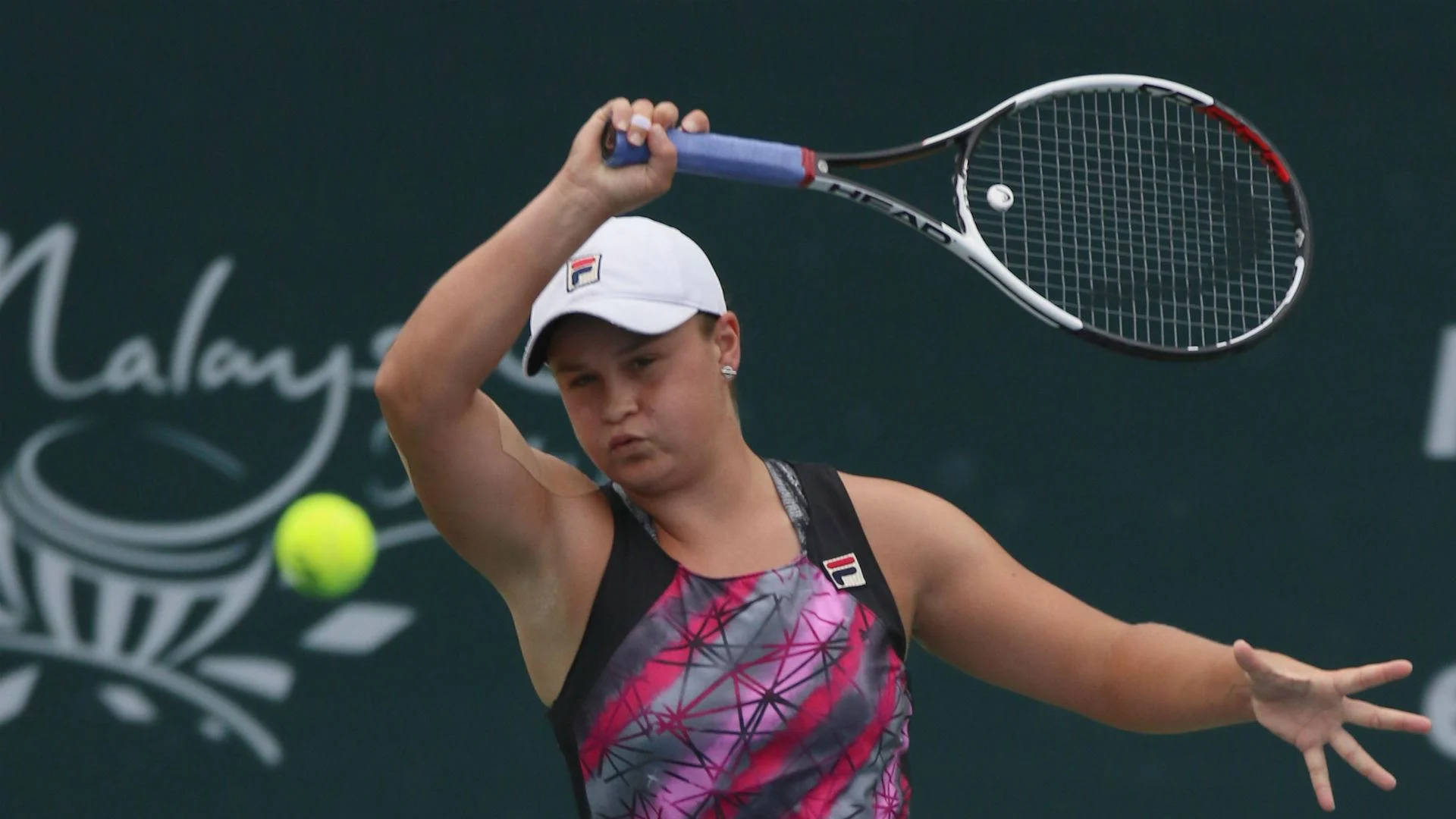 Ashleigh Barty And Approaching Tennis Ball Background