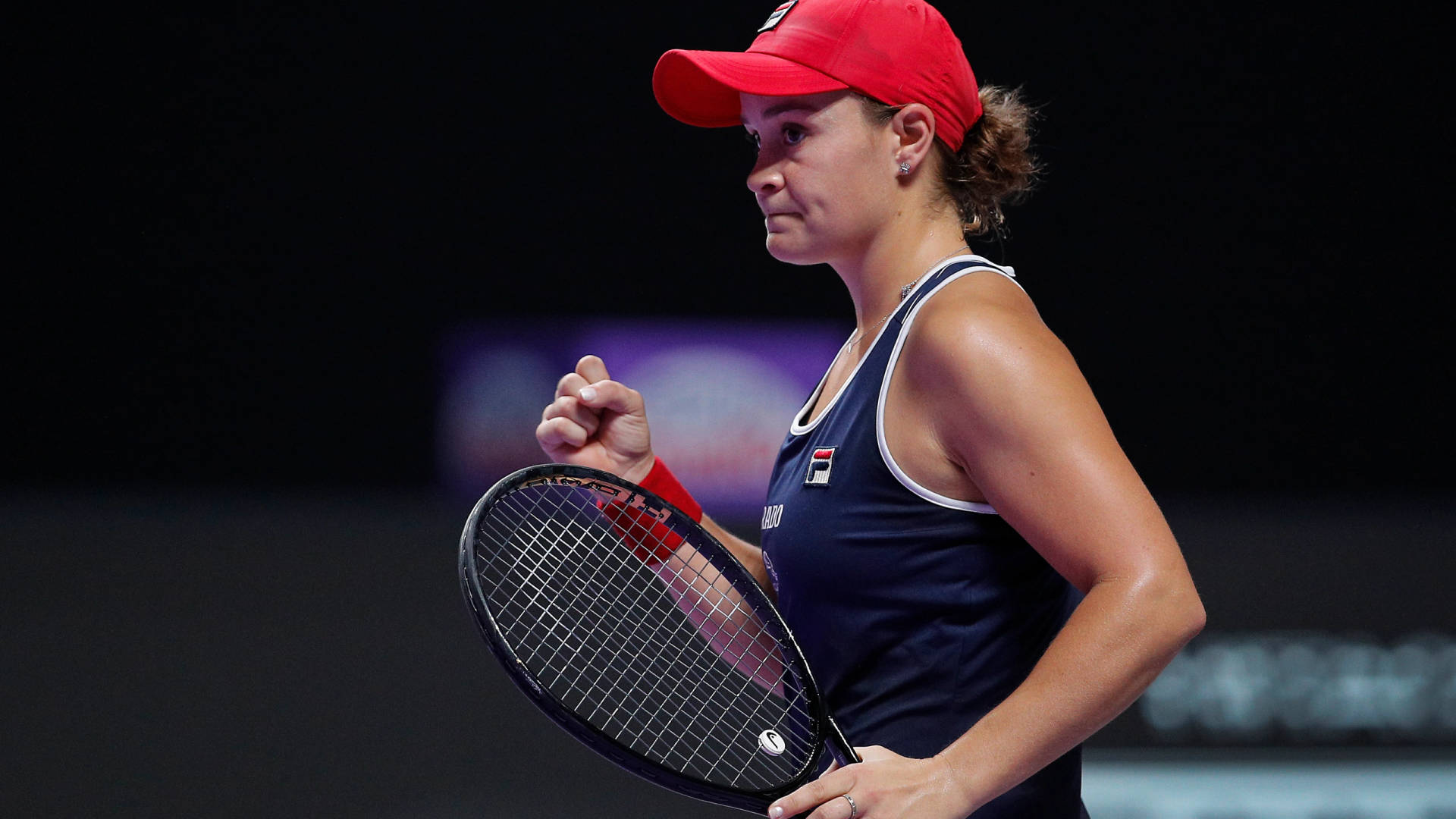 Ashleigh Barty In Red Cap Background