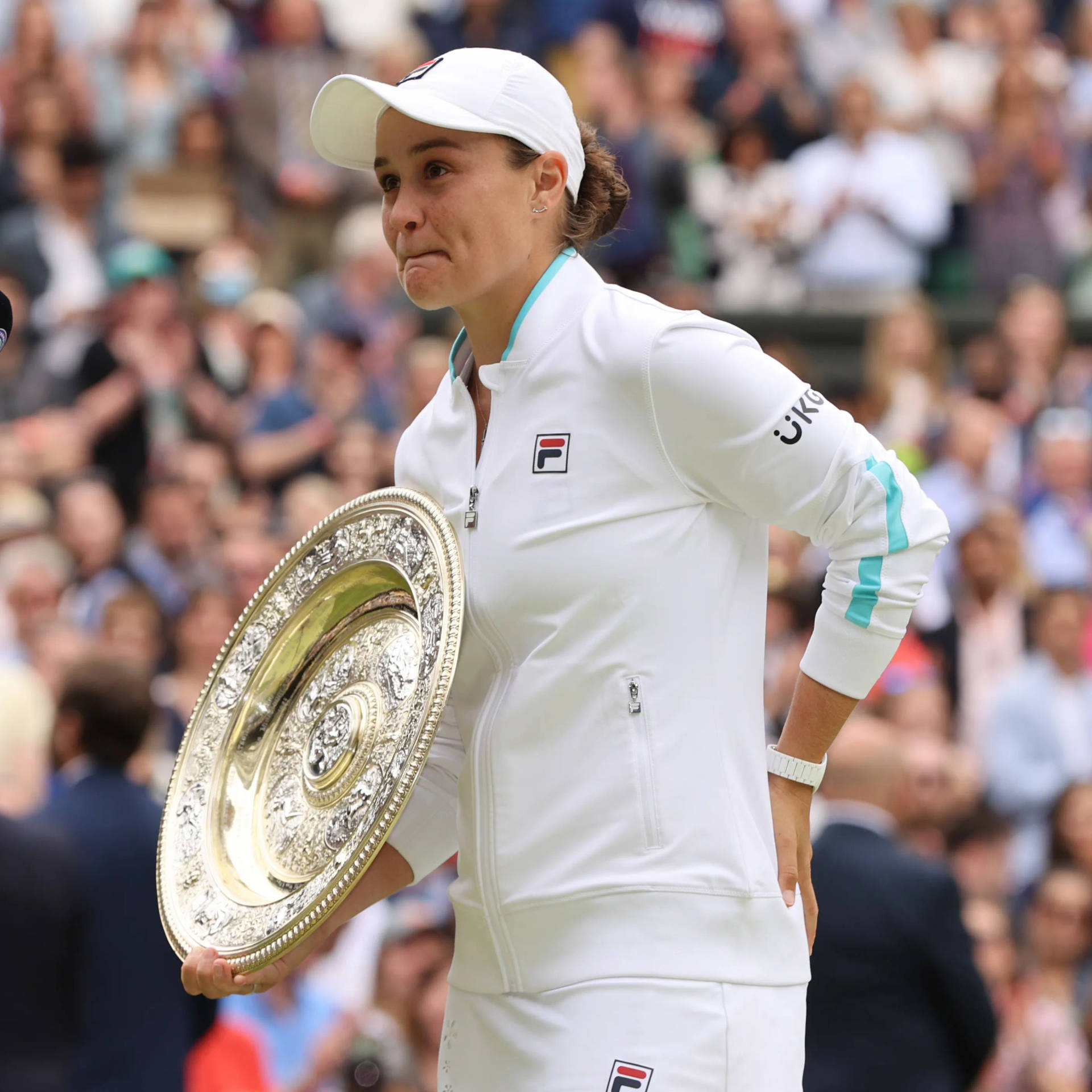 Ashleigh Barty Posing With Her Trophy Background