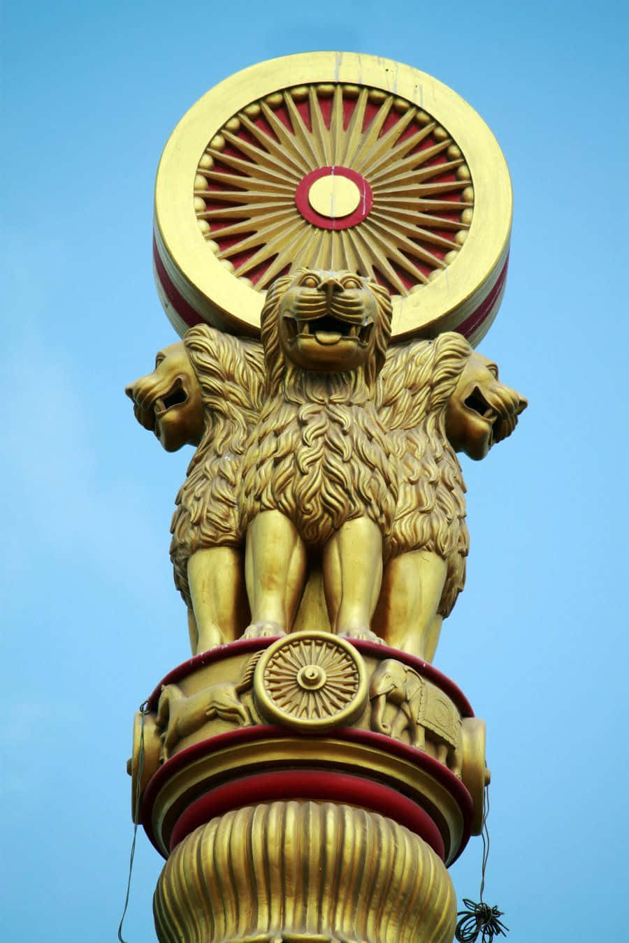 Ashoka Pillar Emblem Blue Sky Background