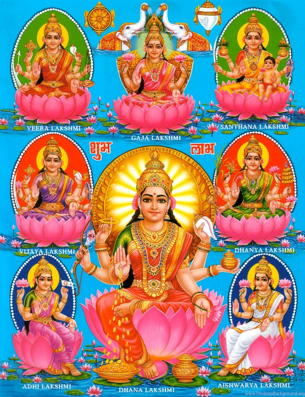 Ashta Lakshmi Hindu Goddess Of Beauty Background