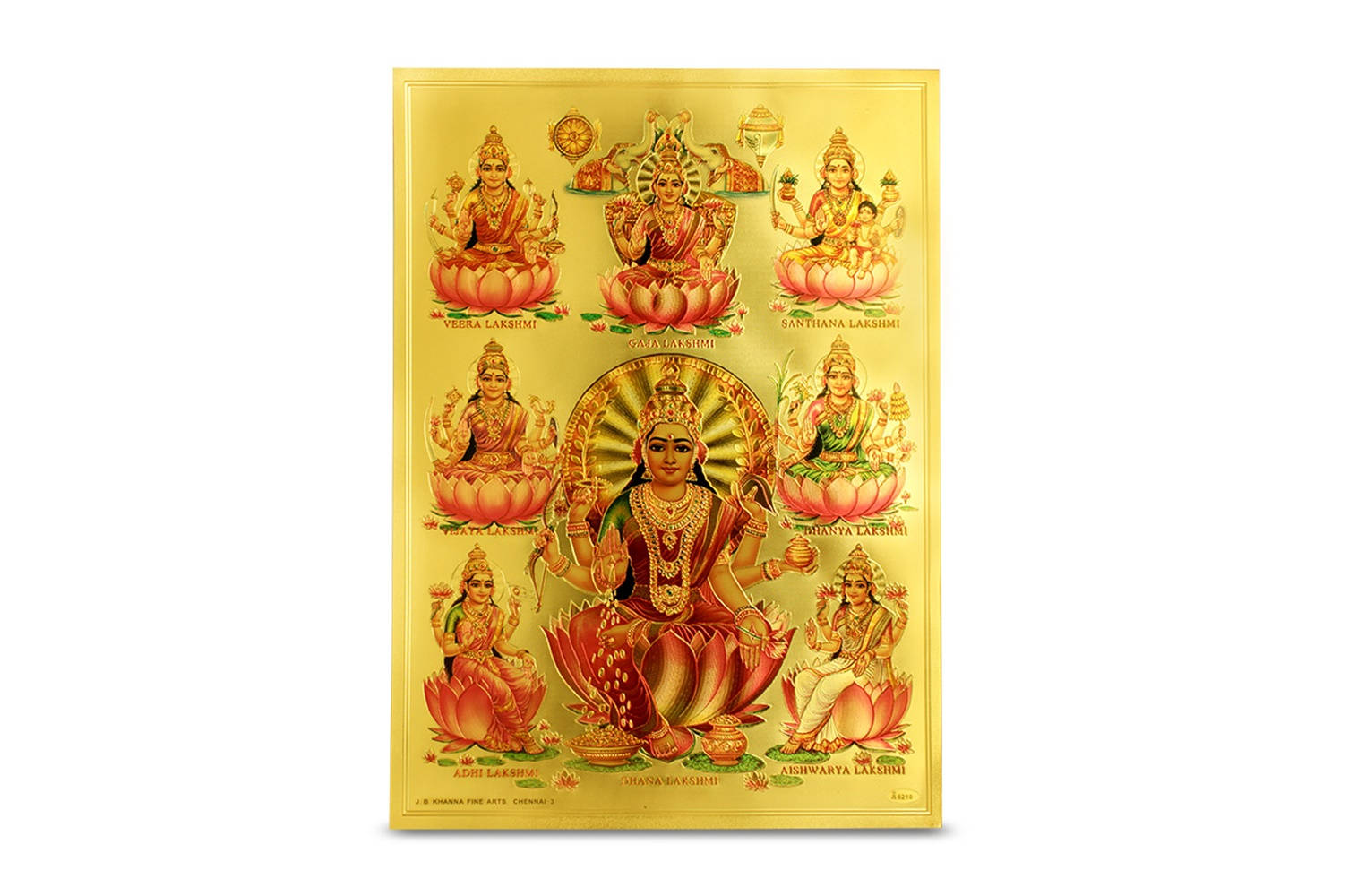 Ashta Lakshmi In Gold Foil Background