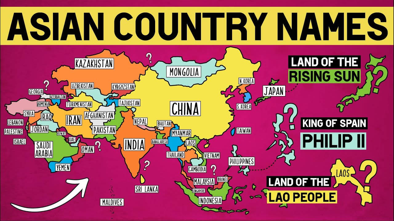 Asian Country Alternate Names Map Background