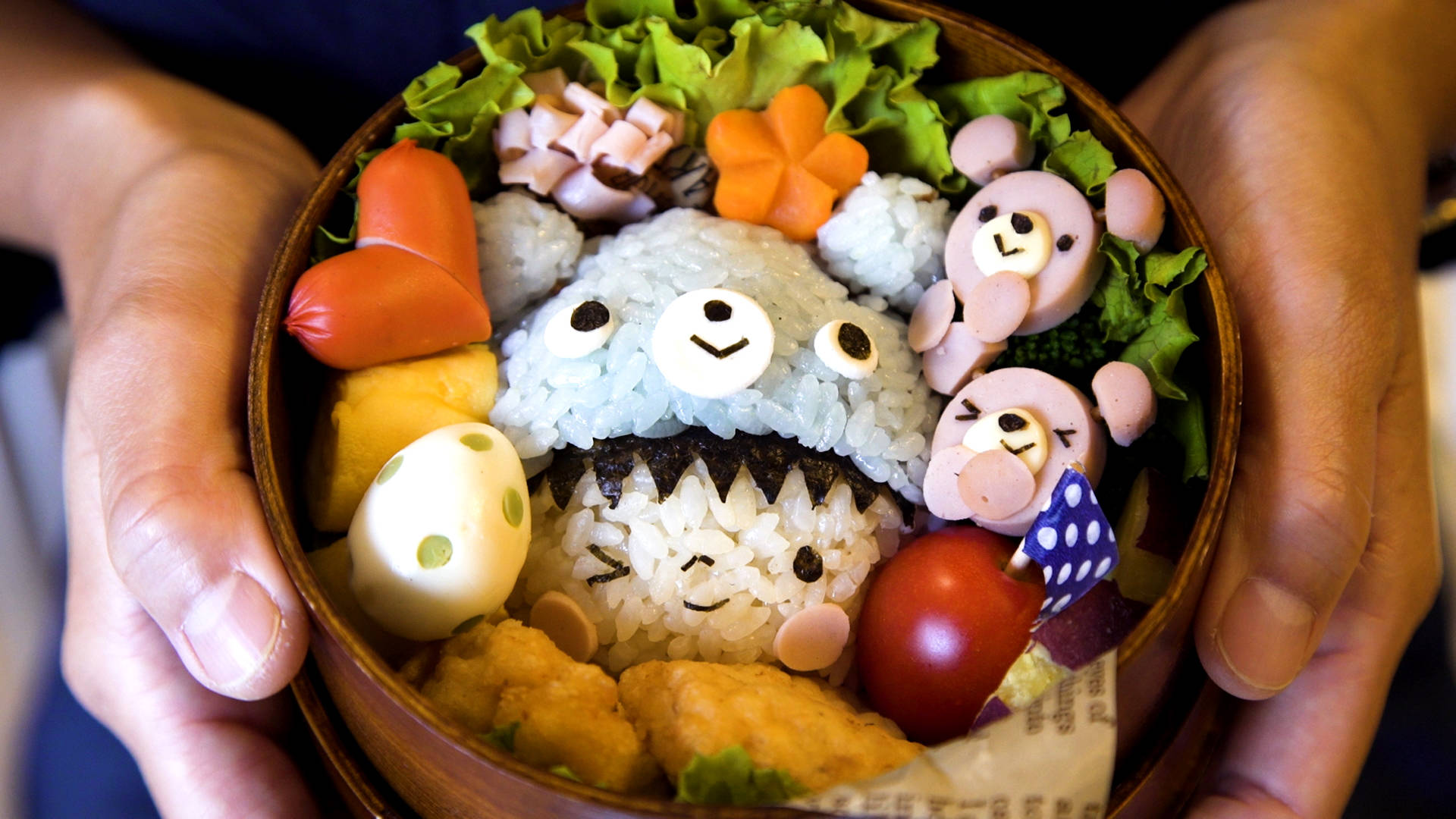 Asian Kawaii Bento Box Background