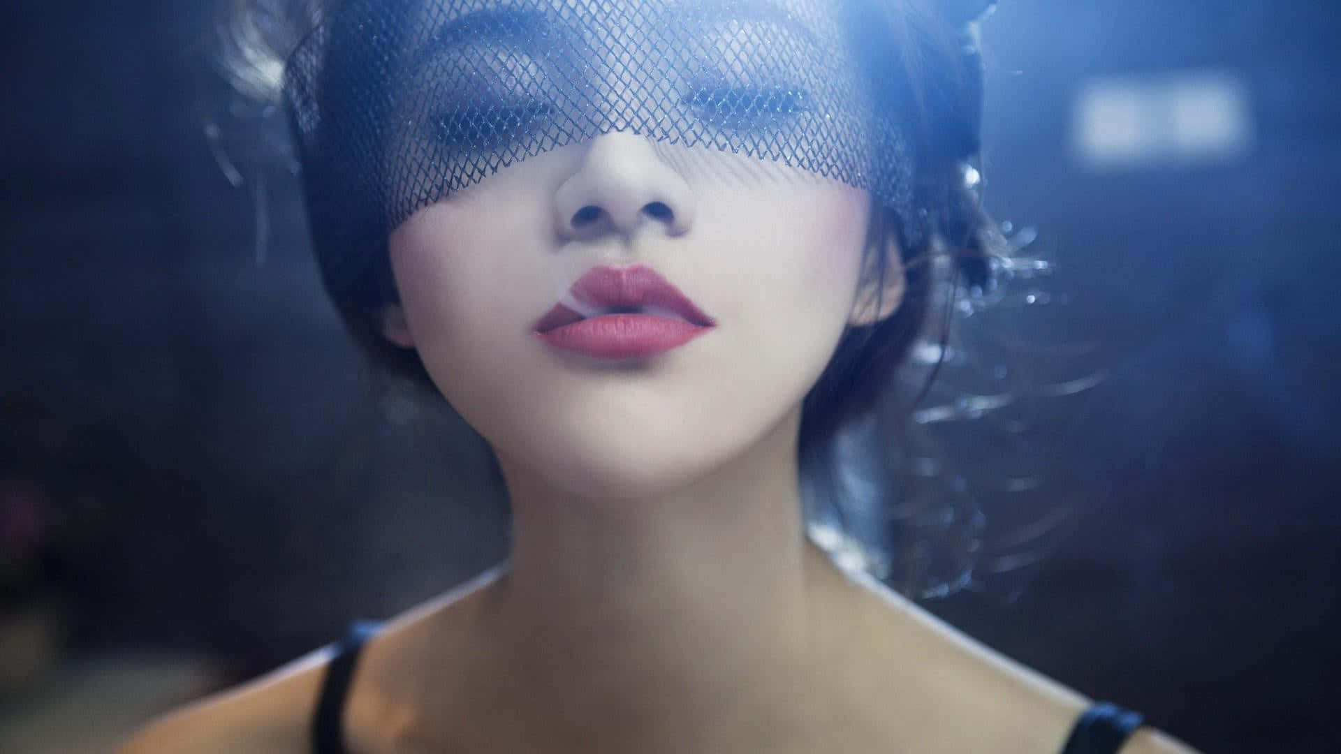 Asian With Lipstick Girl Smoking Background