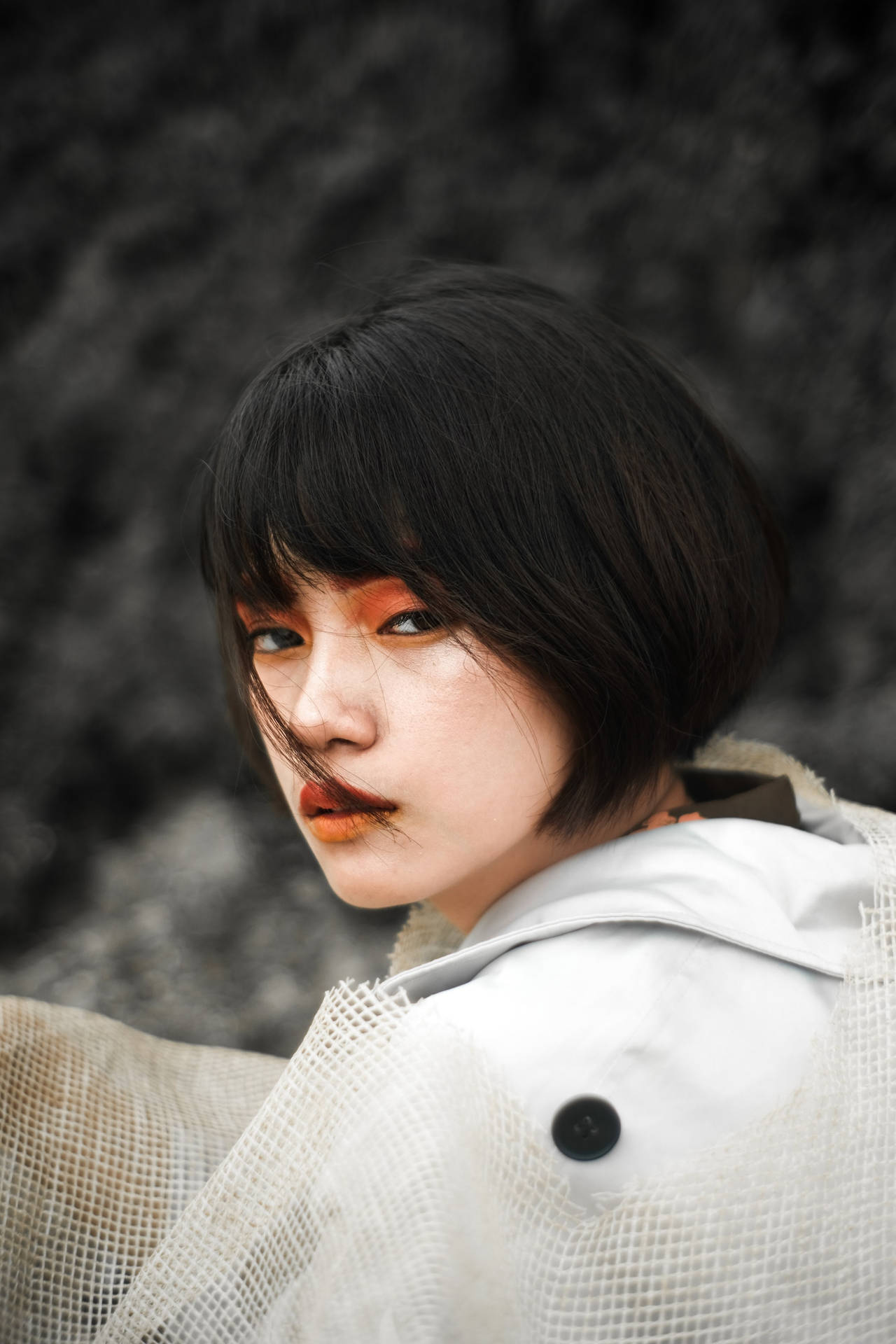Asian Woman With Orange Makeup