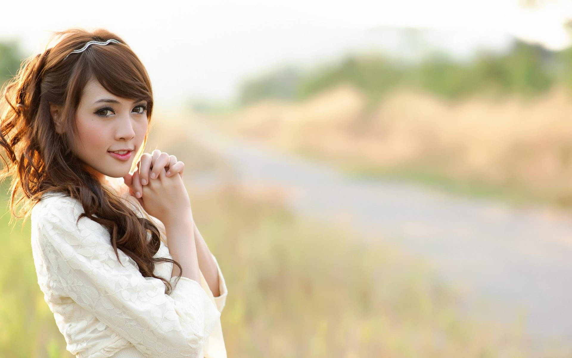 Asian Women By The River Background