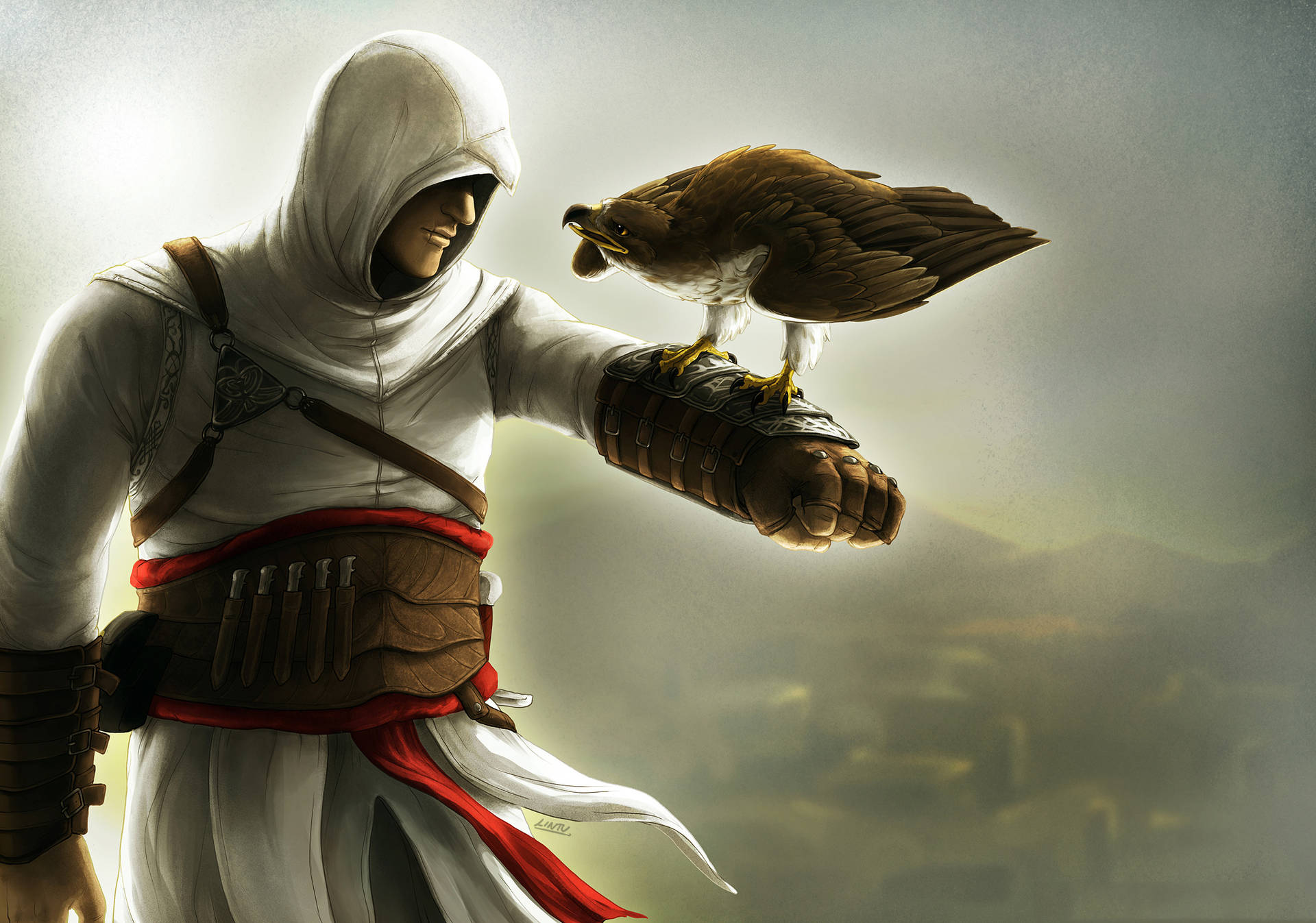 Assassin's Creed Altair With Eagle Background