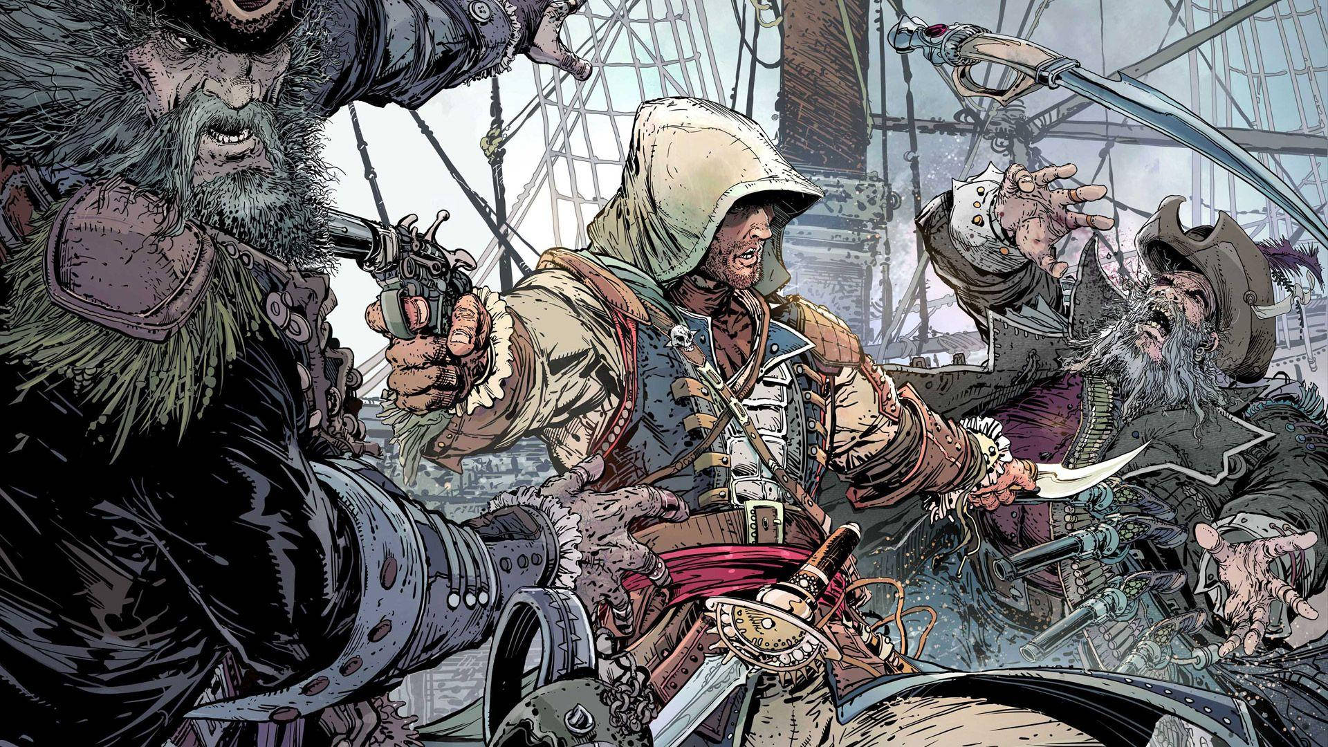 Assassin's Creed Black Flag Comic Scene Background