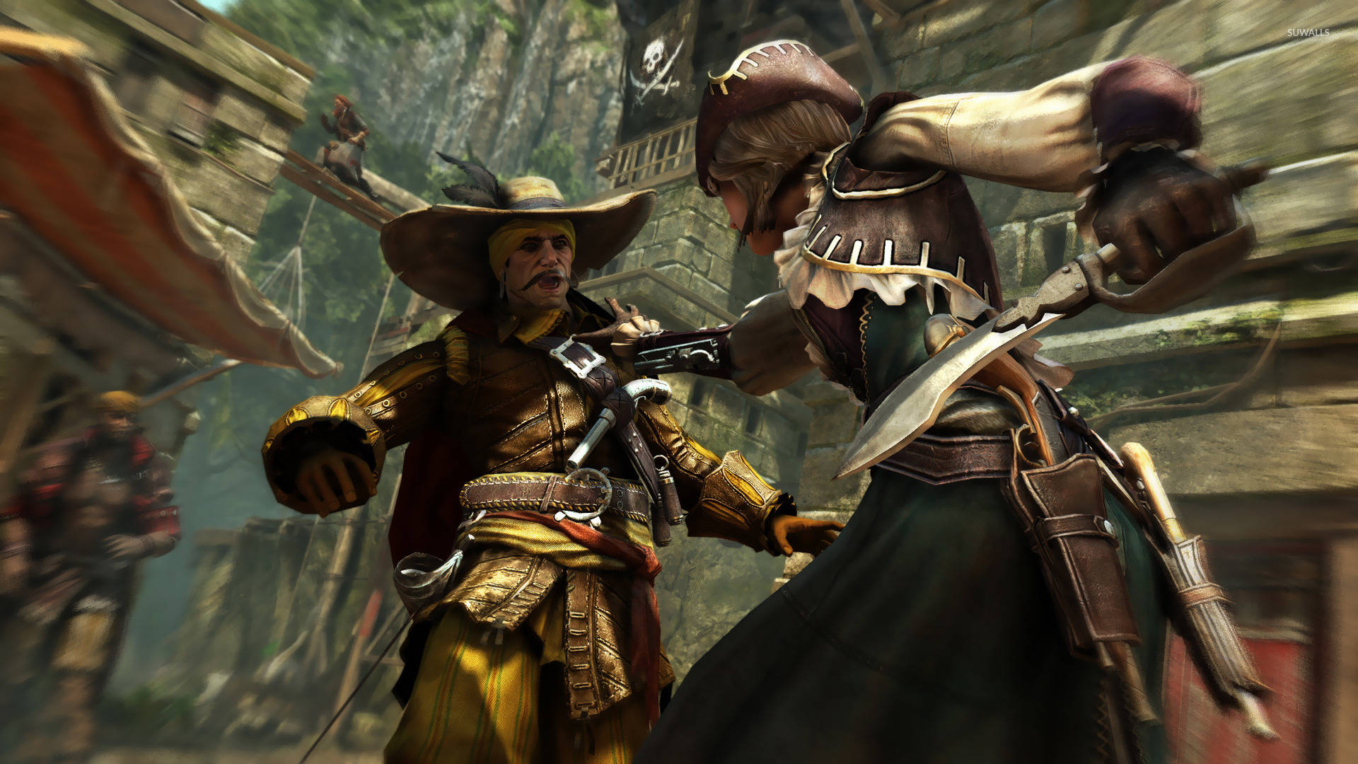 Assassin's Creed Black Flag Fighting Scene Background