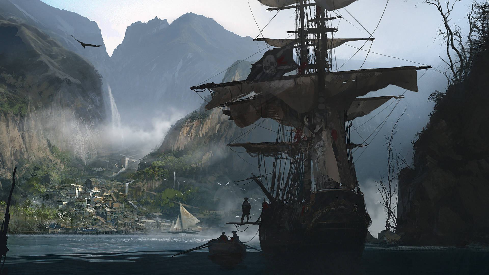 Assassin's Creed Black Flag Old Sailing Ship Background