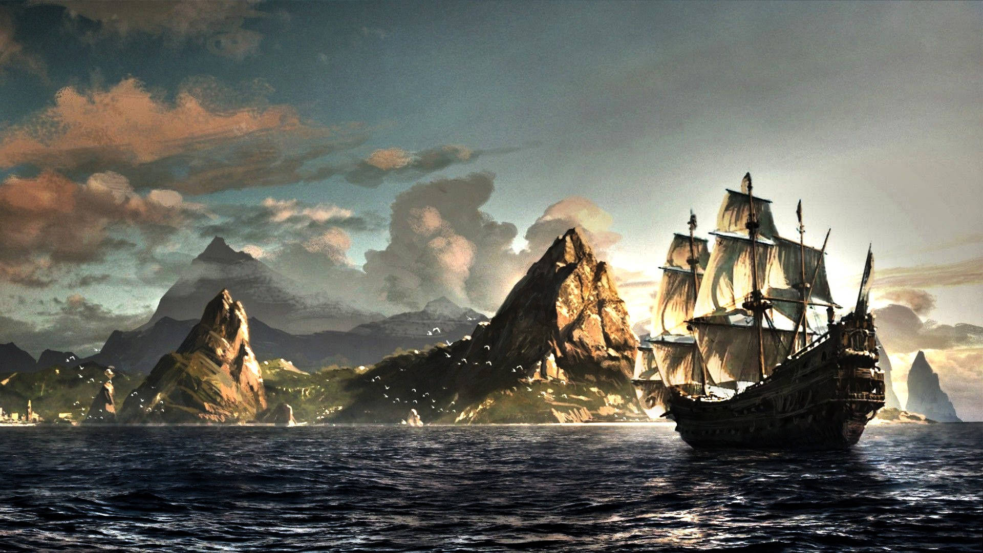 Assassin's Creed Black Flag Sailing Ship Background