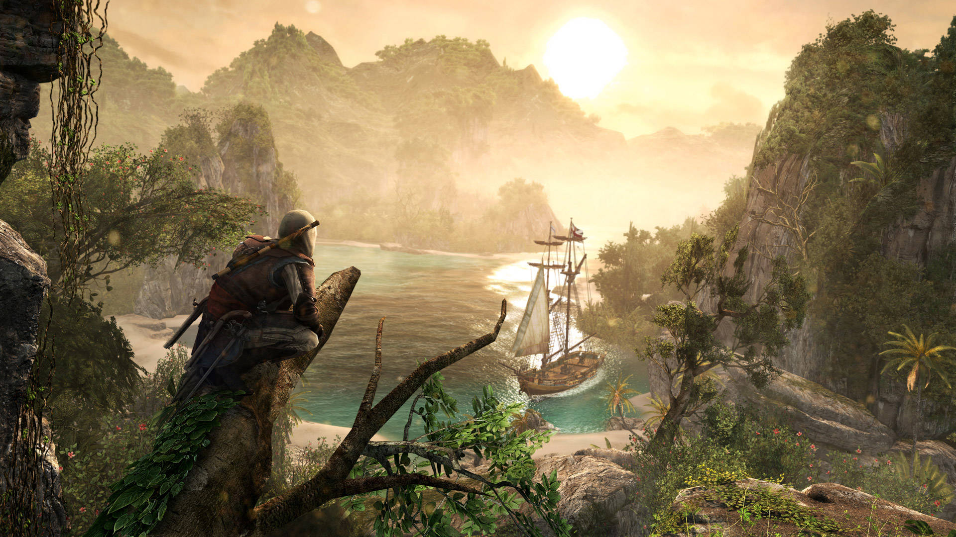 Assassin's Creed Black Flag Sunset View Background