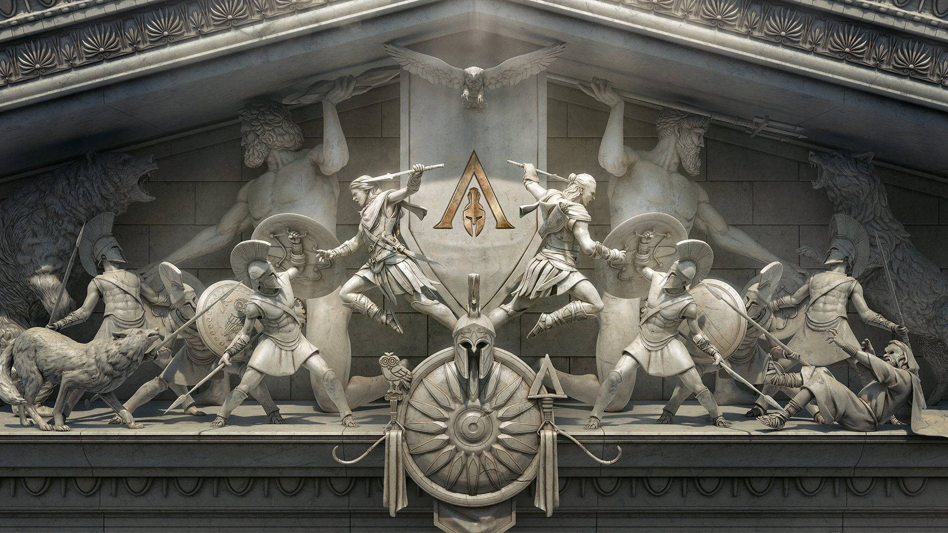 Assassin's Creed Greek Statue Aesthetic Background