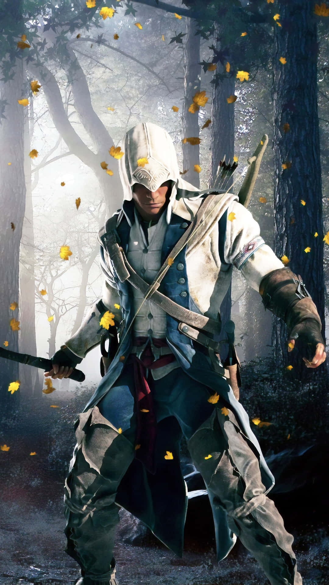 Assassin's Creed Iii - A Man With A Sword In The Woods Background