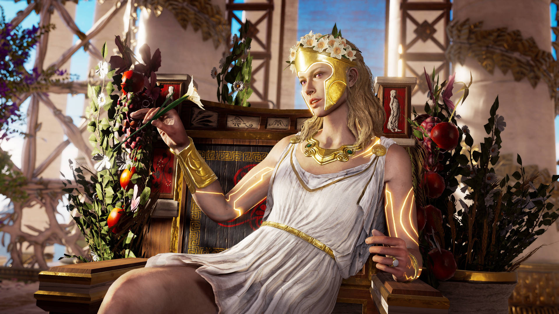 Assassin's Creed Odyssey Persephone On Throne Background
