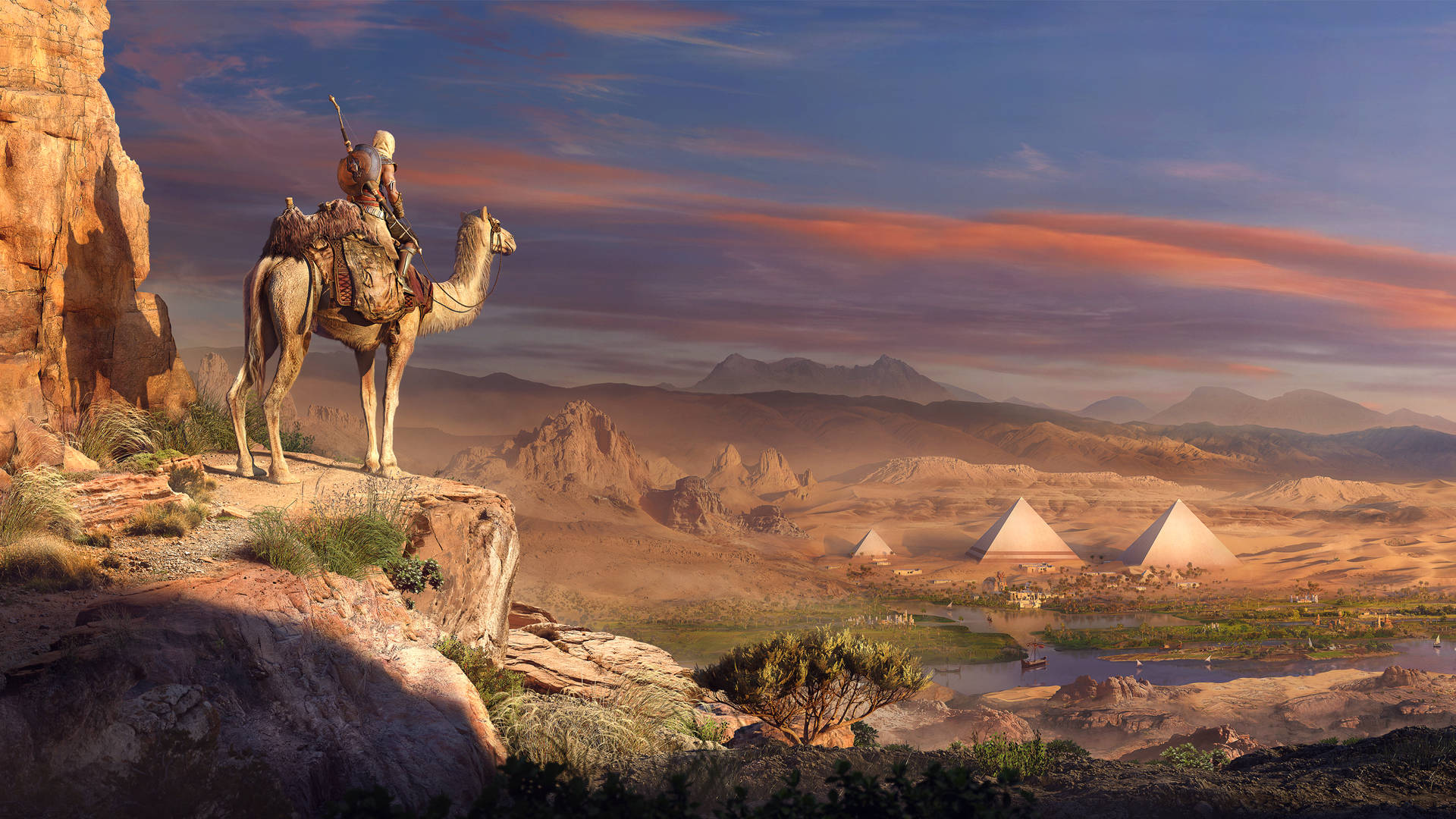 Assassin's Creed Origins Bayek Riding Camel Background